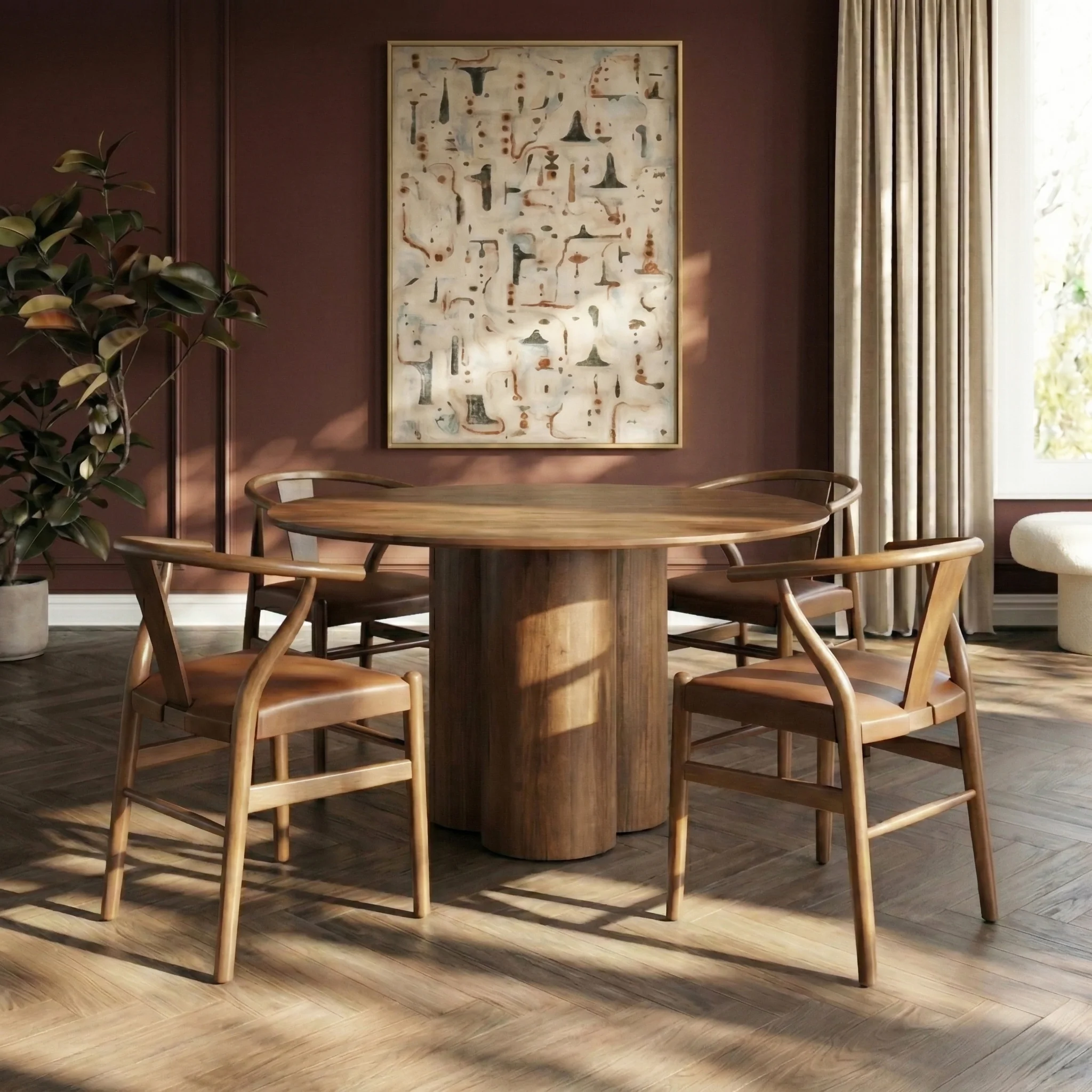 Lev Vegan Leather Dining Chair | Walnut | Set of 2 - Image 3