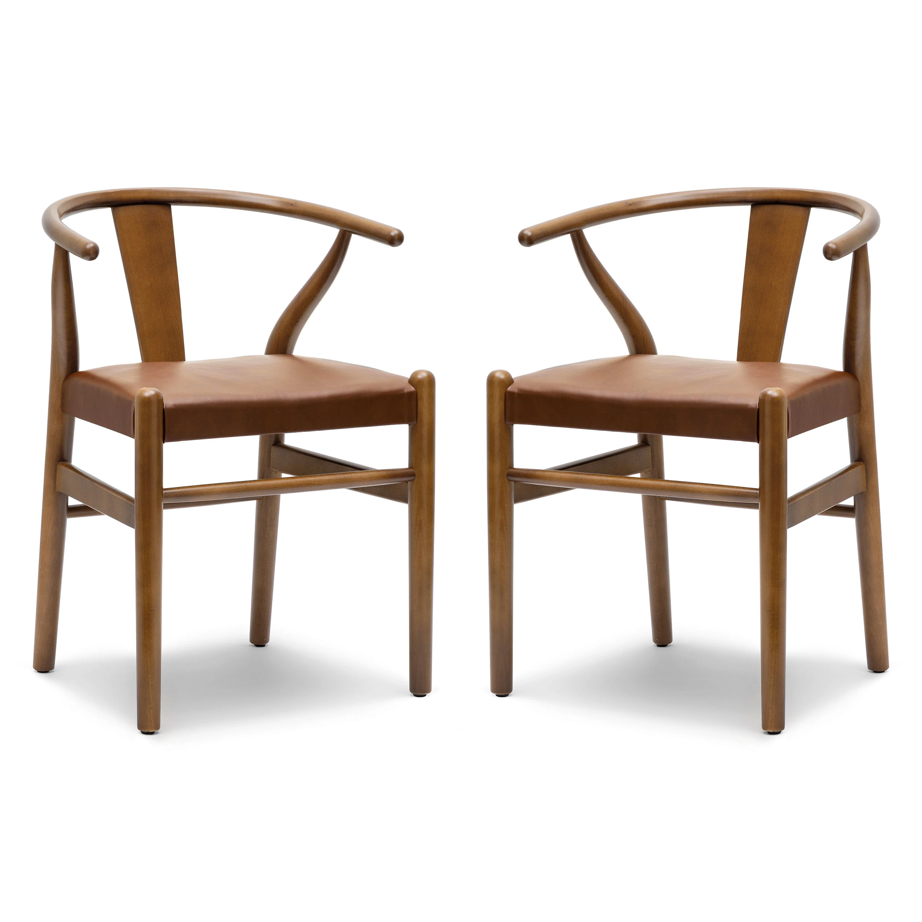 Lev Vegan Leather Dining Chair | Walnut | Set of 2 - Image 7