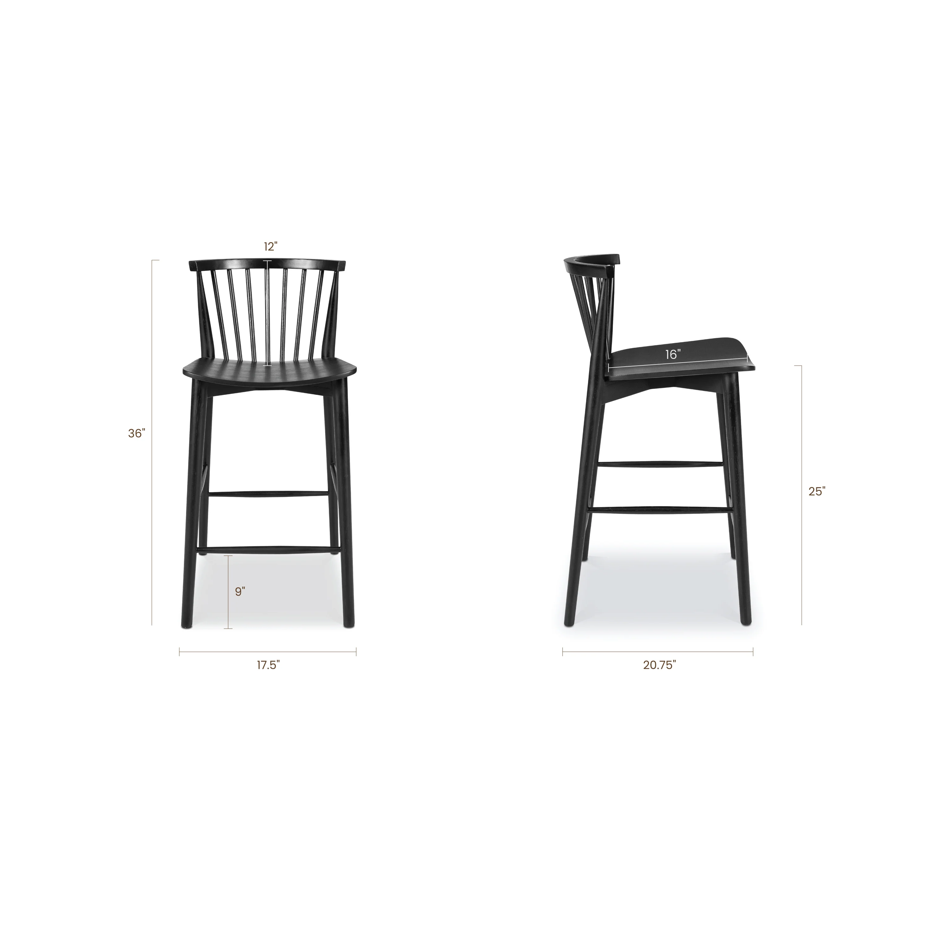 Ligna Counter Stool | Black - Image 11