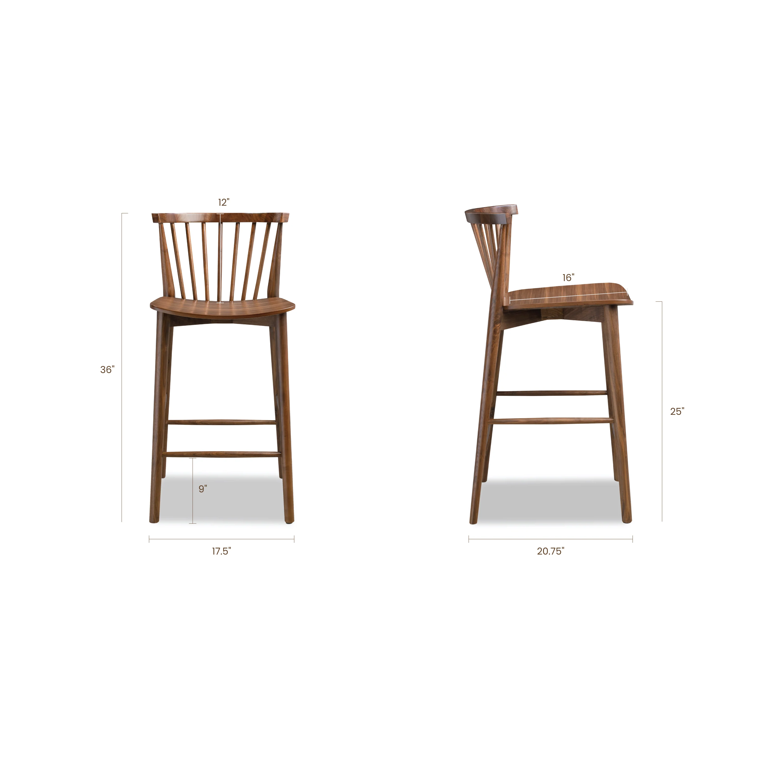 Ligna Counter Stool | Walnut - Image 8