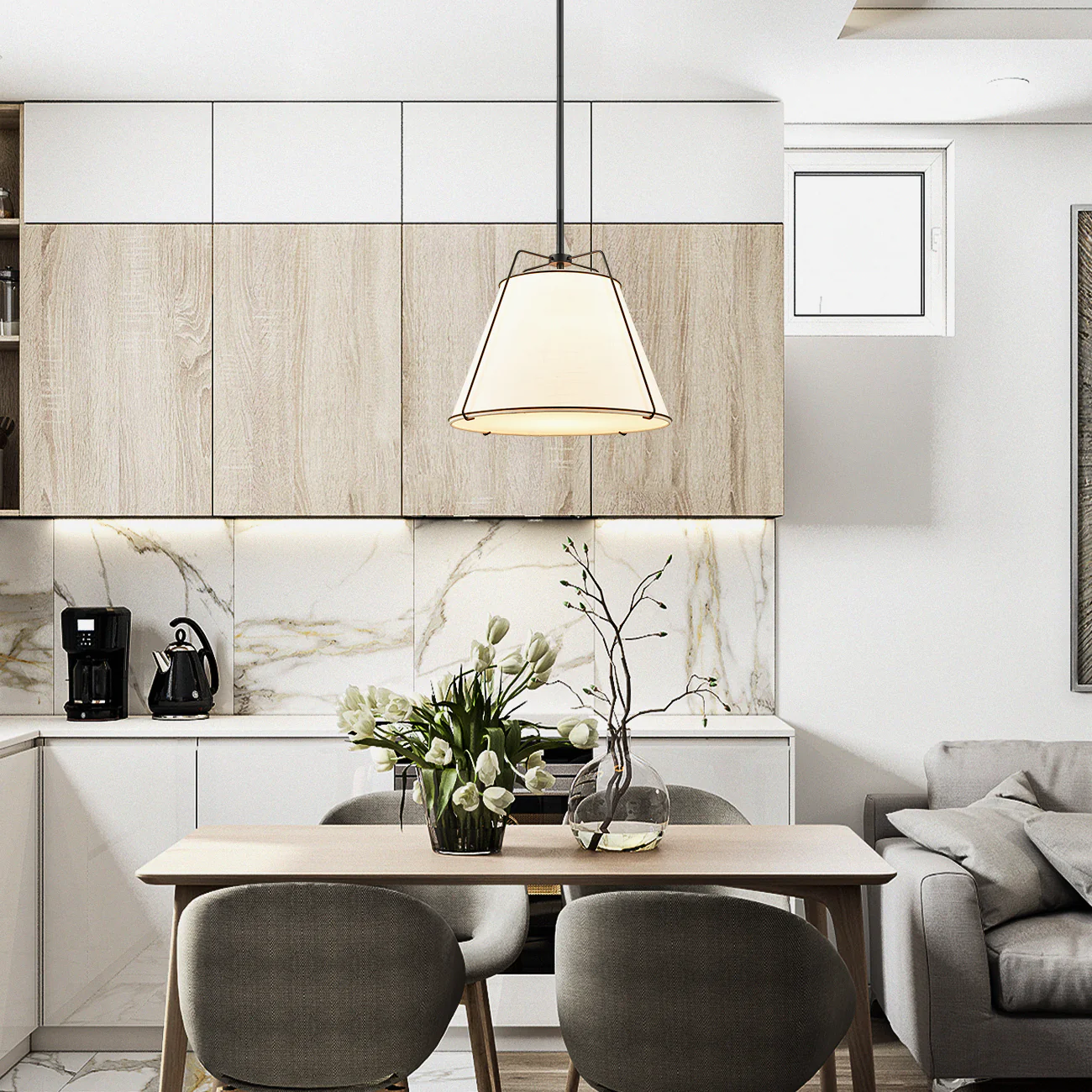 Lise 15" Chandelier | Black/White - Image 2