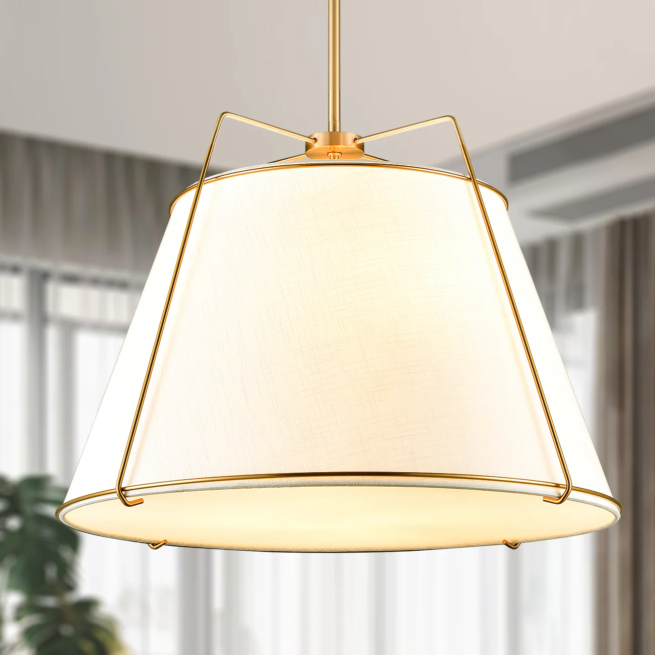Lise 22" Chandelier | Antique Brass/White - Image 2