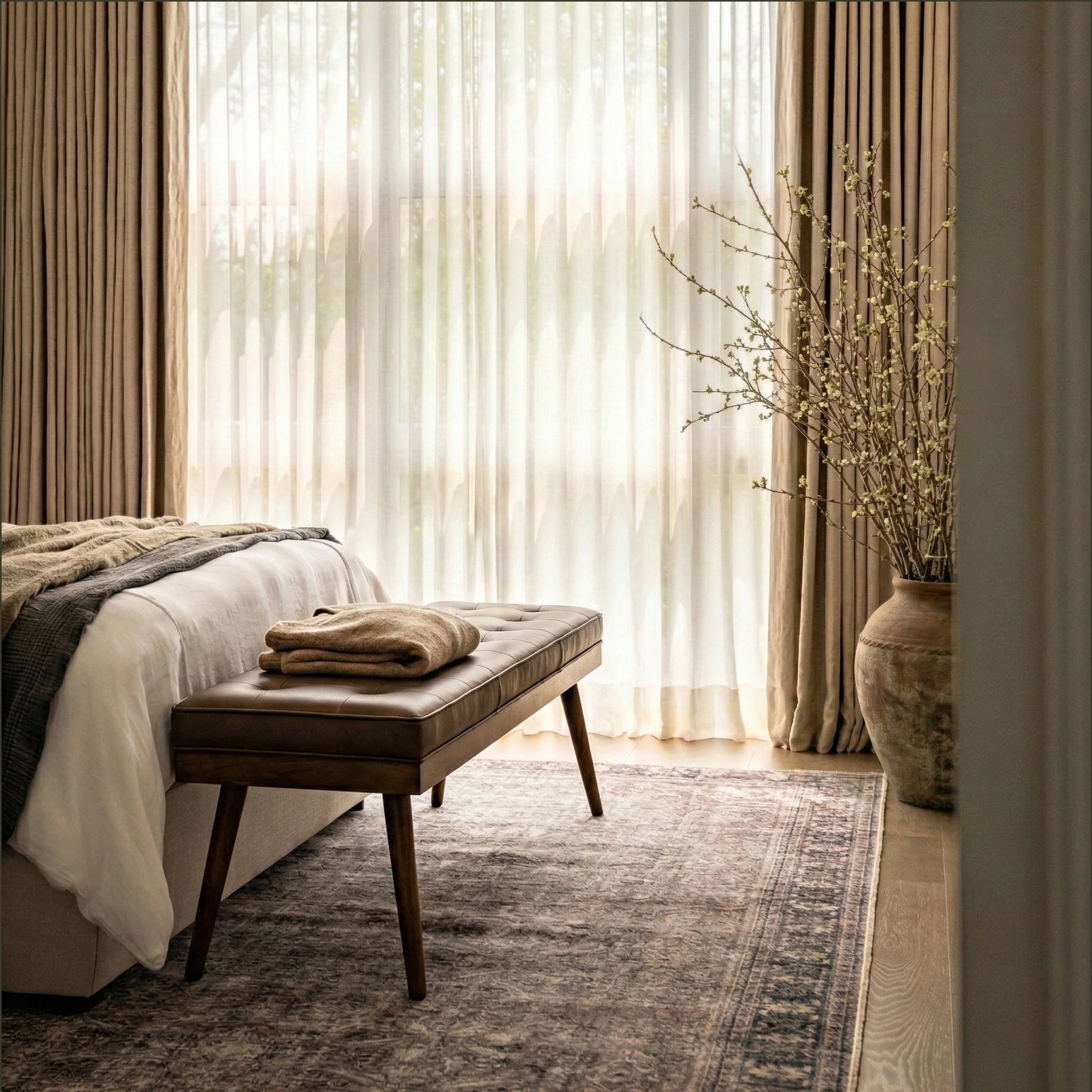 Luca Leather Bench | Cocoa Brown - Image 2