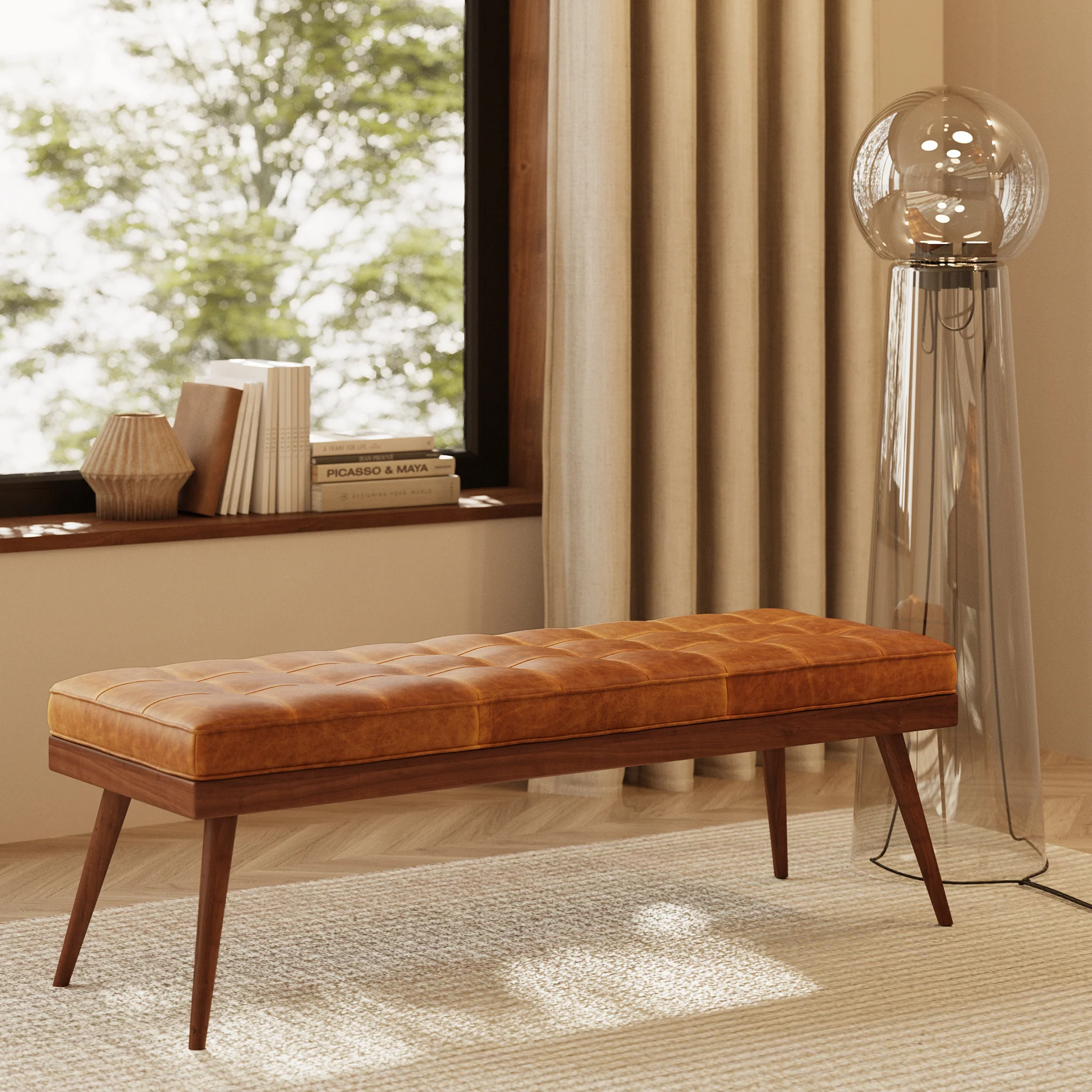 Luca Leather Bench | Cognac Tan - Image 2