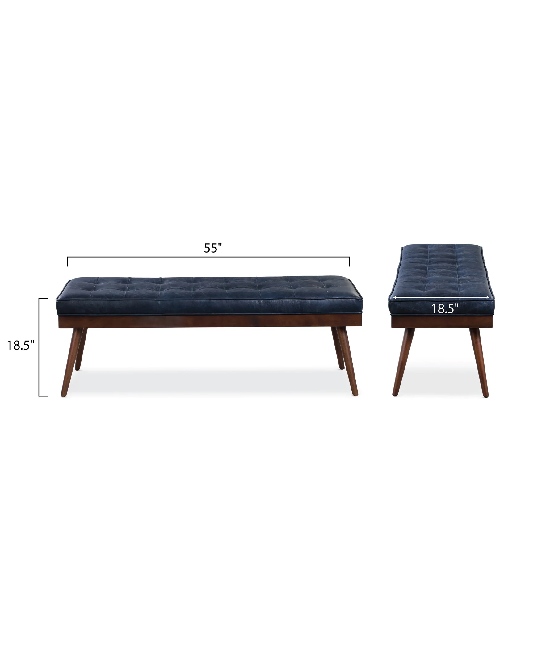 Luca Leather Bench | Midnight Blue - Image 12