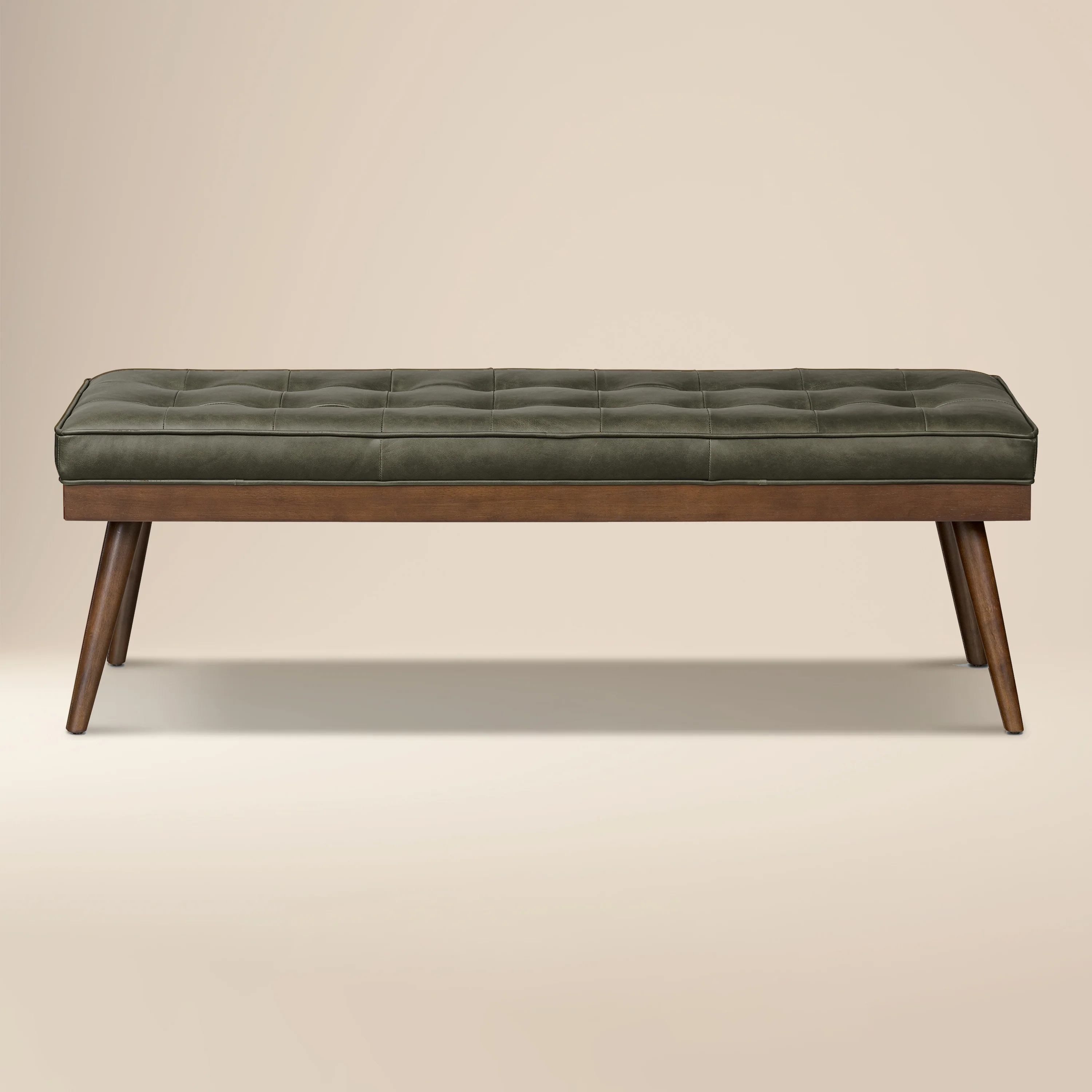 Luca Leather Bench | Olivine Green