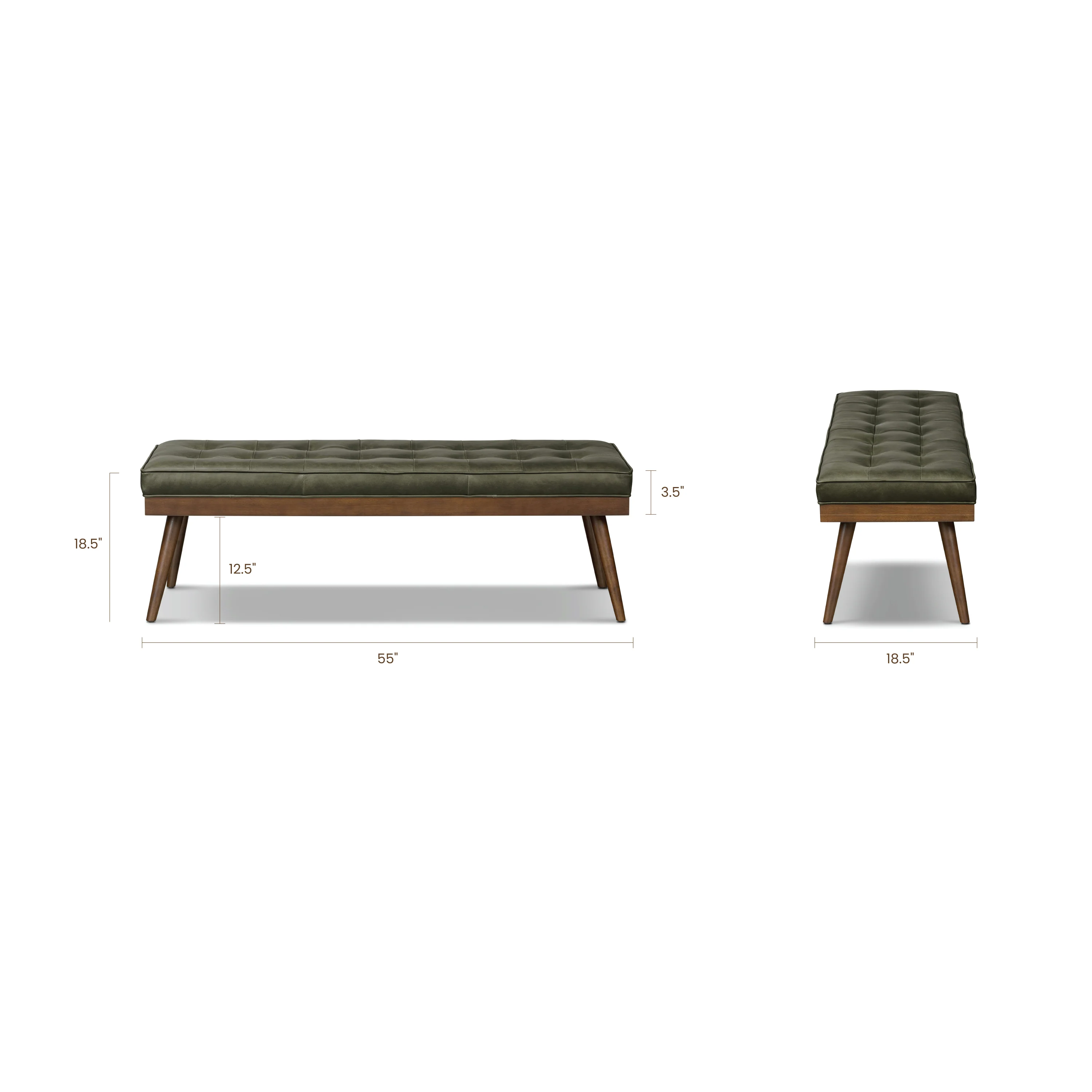 Luca Leather Bench | Olivine Green - Image 14