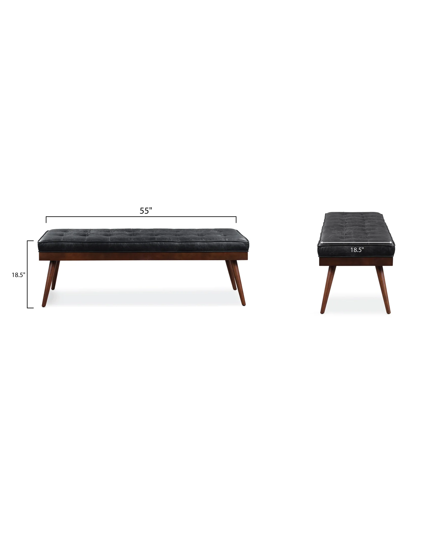 Luca Leather Bench | Onyx Black - Image 10