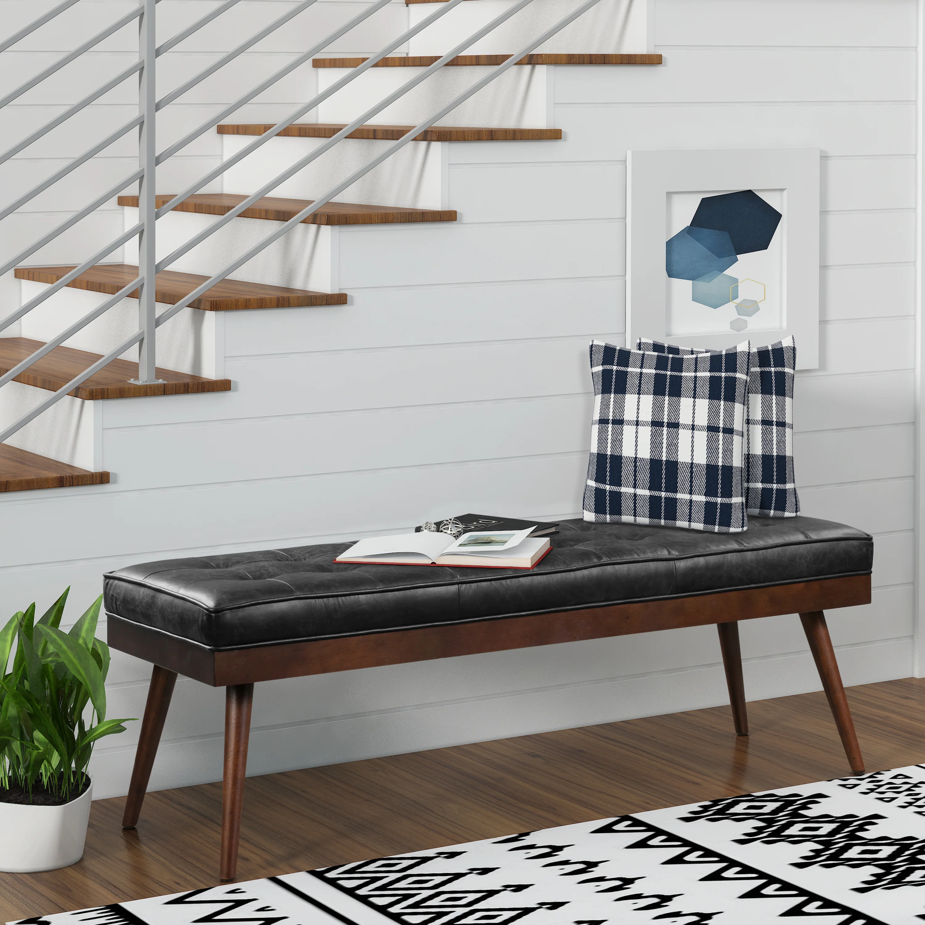 Luca Leather Bench | Onyx Black - Image 2