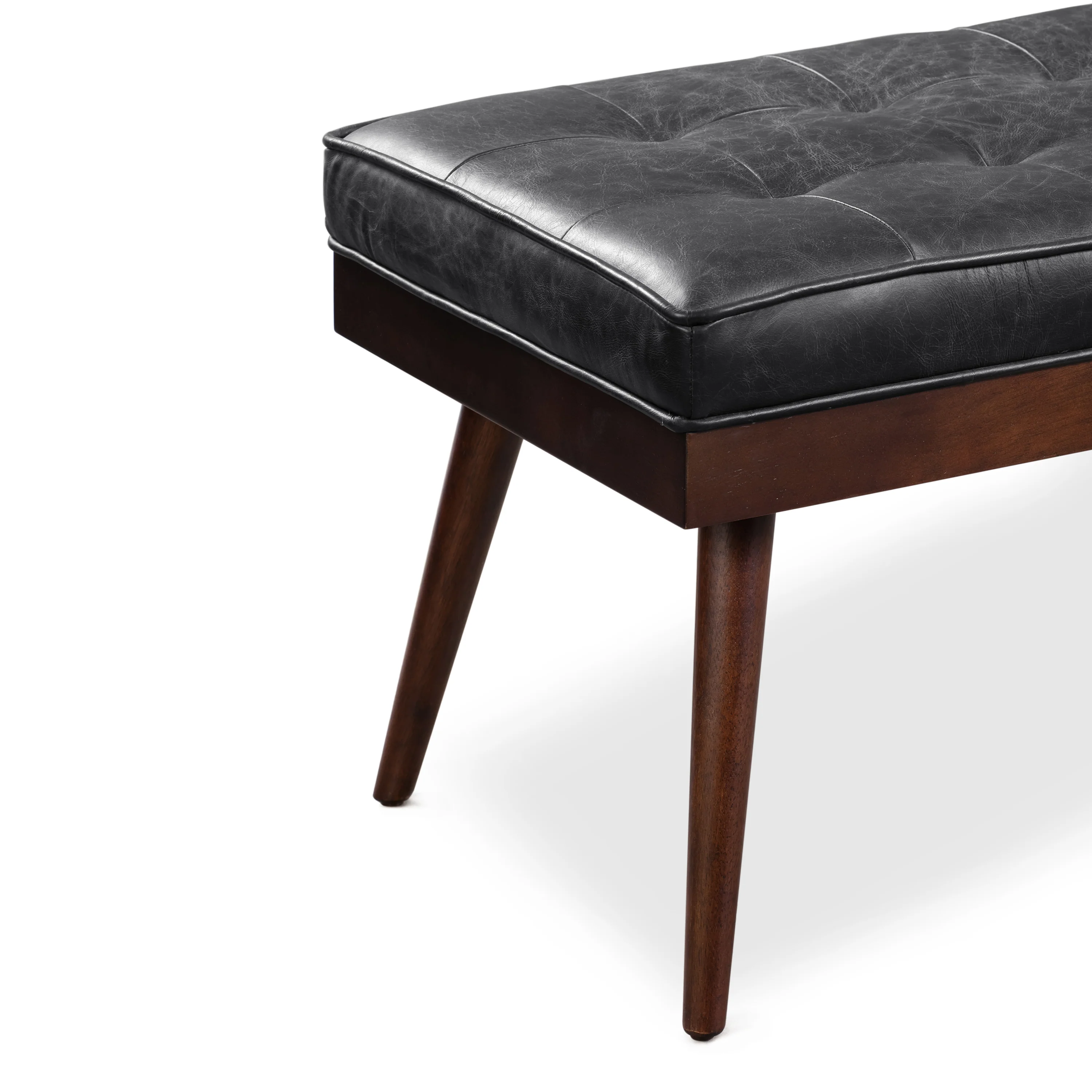 Luca Leather Bench | Onyx Black - Image 8