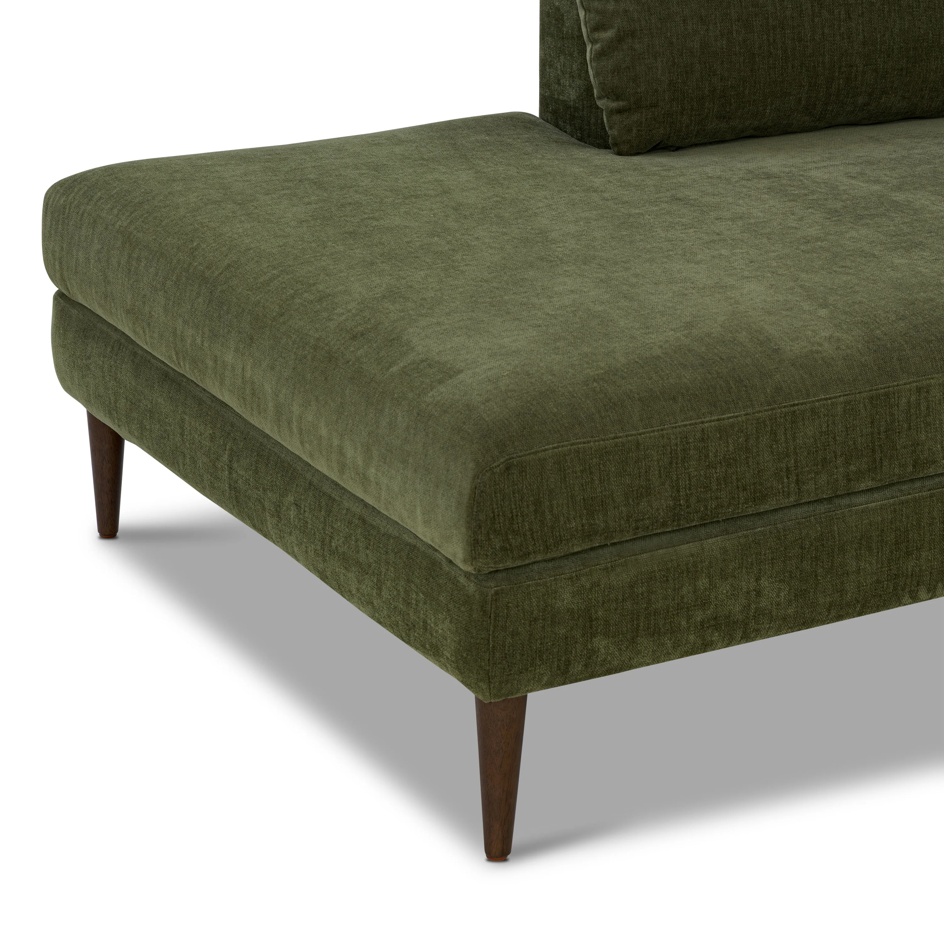 Lucerne Left-Facing Bumper Chaise Sectional | Distressed Green Velvet - Image 12