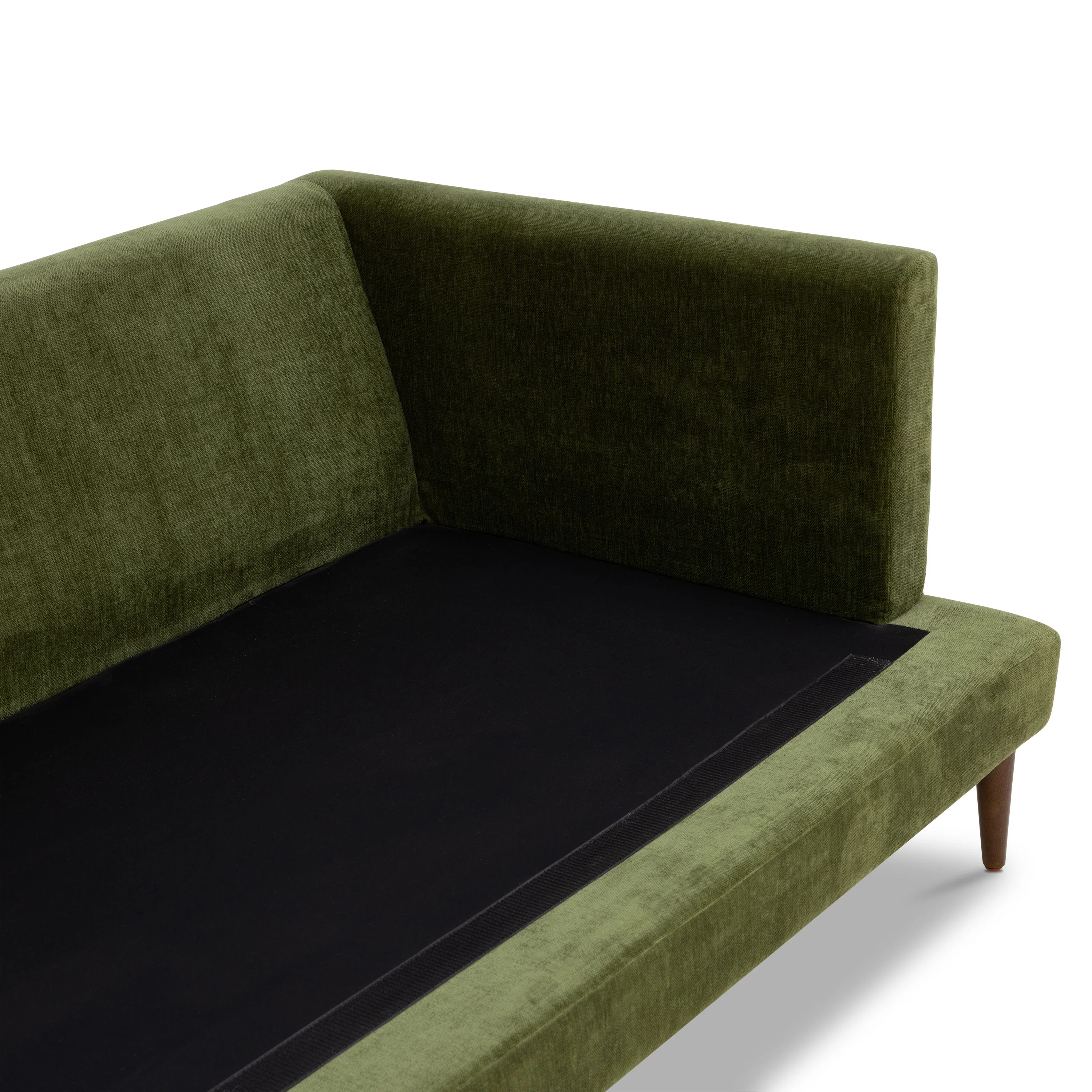 Lucerne Left-Facing Bumper Chaise Sectional | Distressed Green Velvet - Image 14