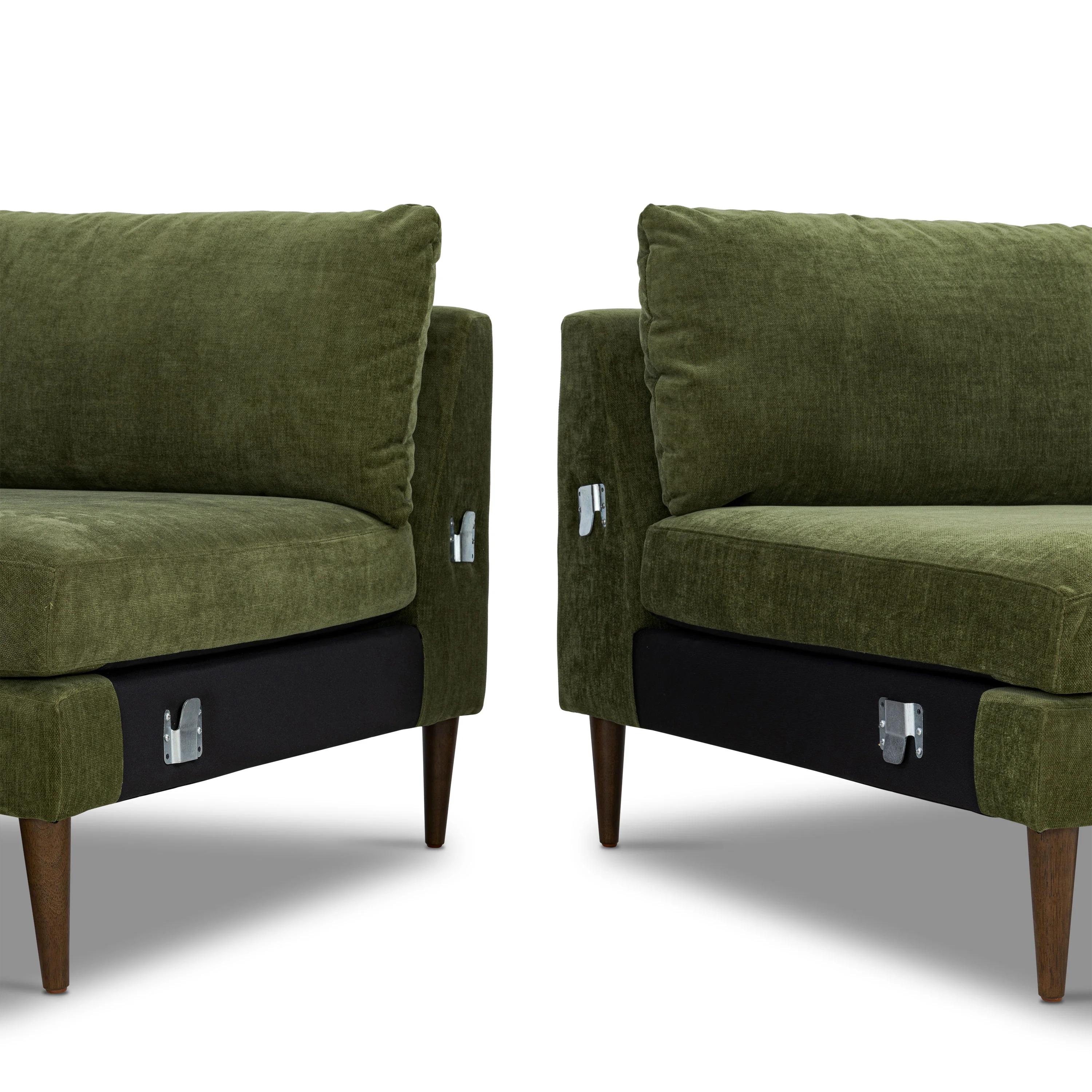 Lucerne Left-Facing Bumper Chaise Sectional | Distressed Green Velvet - Image 15