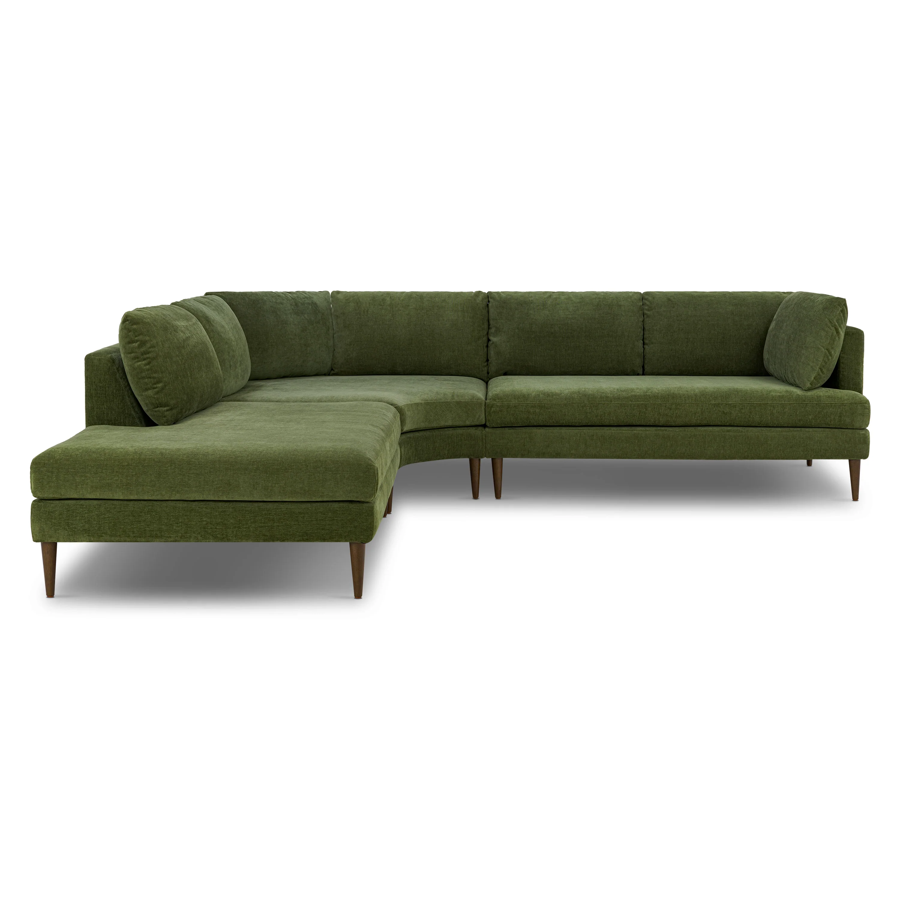Lucerne Left-Facing Bumper Chaise Sectional | Distressed Green Velvet - Image 3
