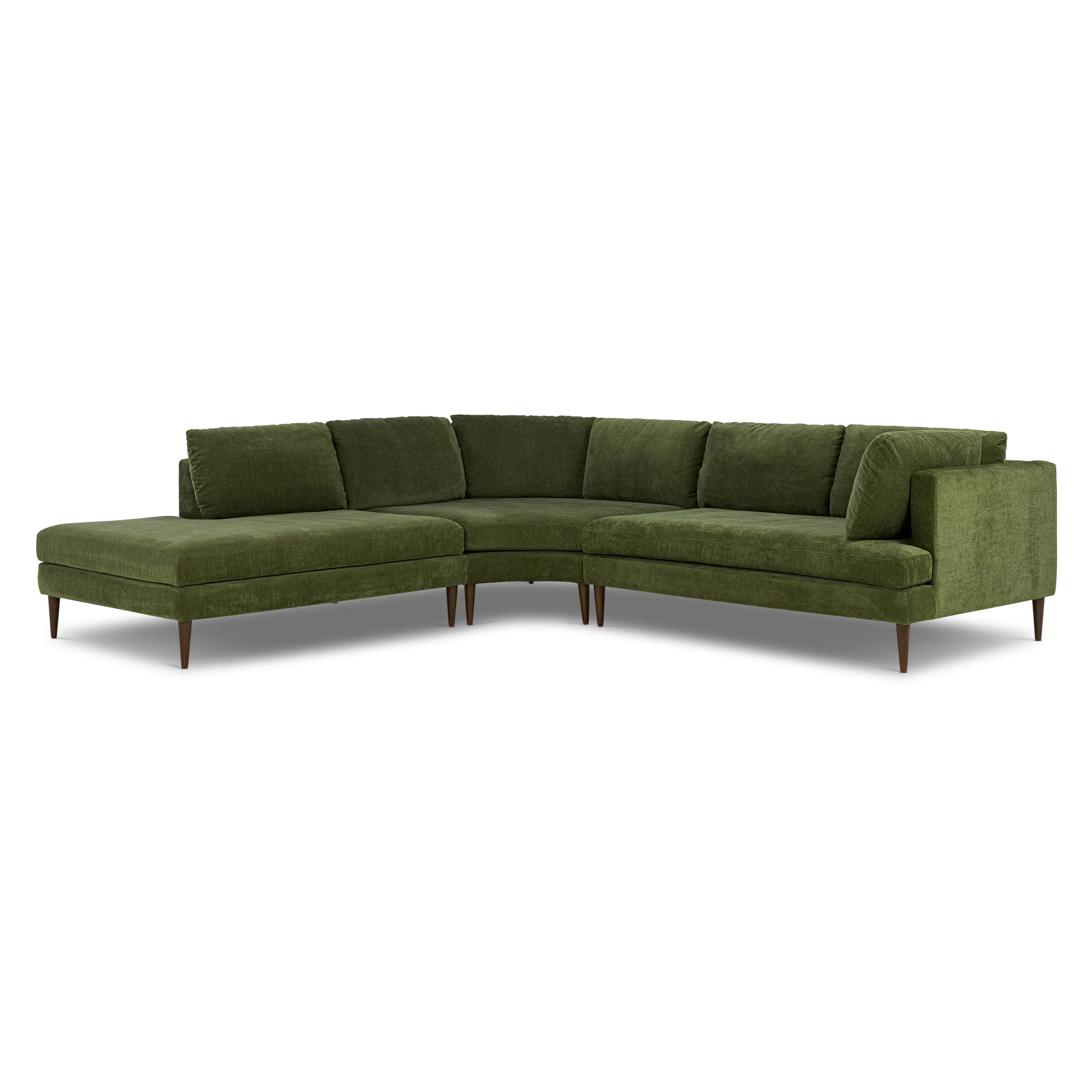 Lucerne Left-Facing Bumper Chaise Sectional | Distressed Green Velvet - Image 4