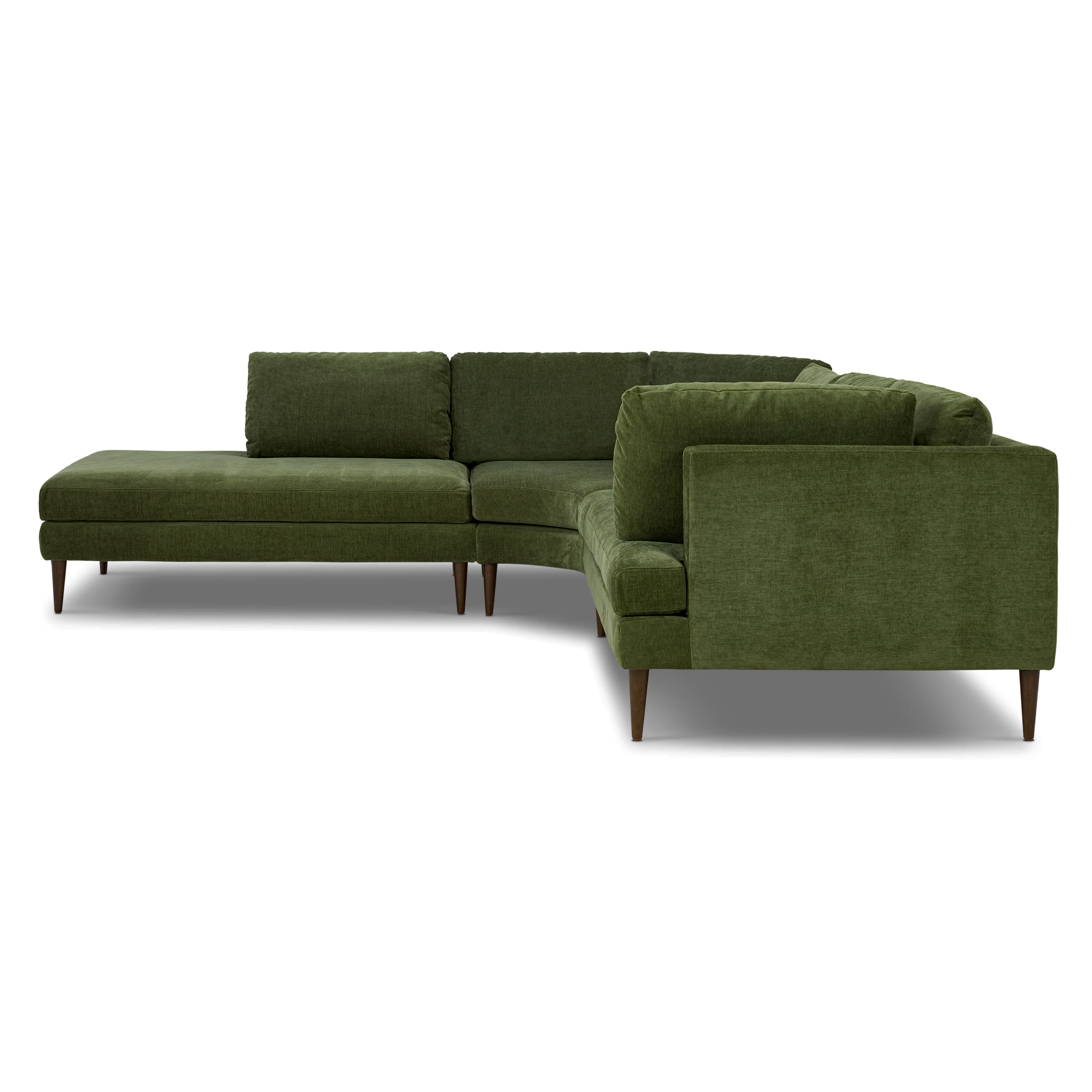 Lucerne Left-Facing Bumper Chaise Sectional | Distressed Green Velvet - Image 5