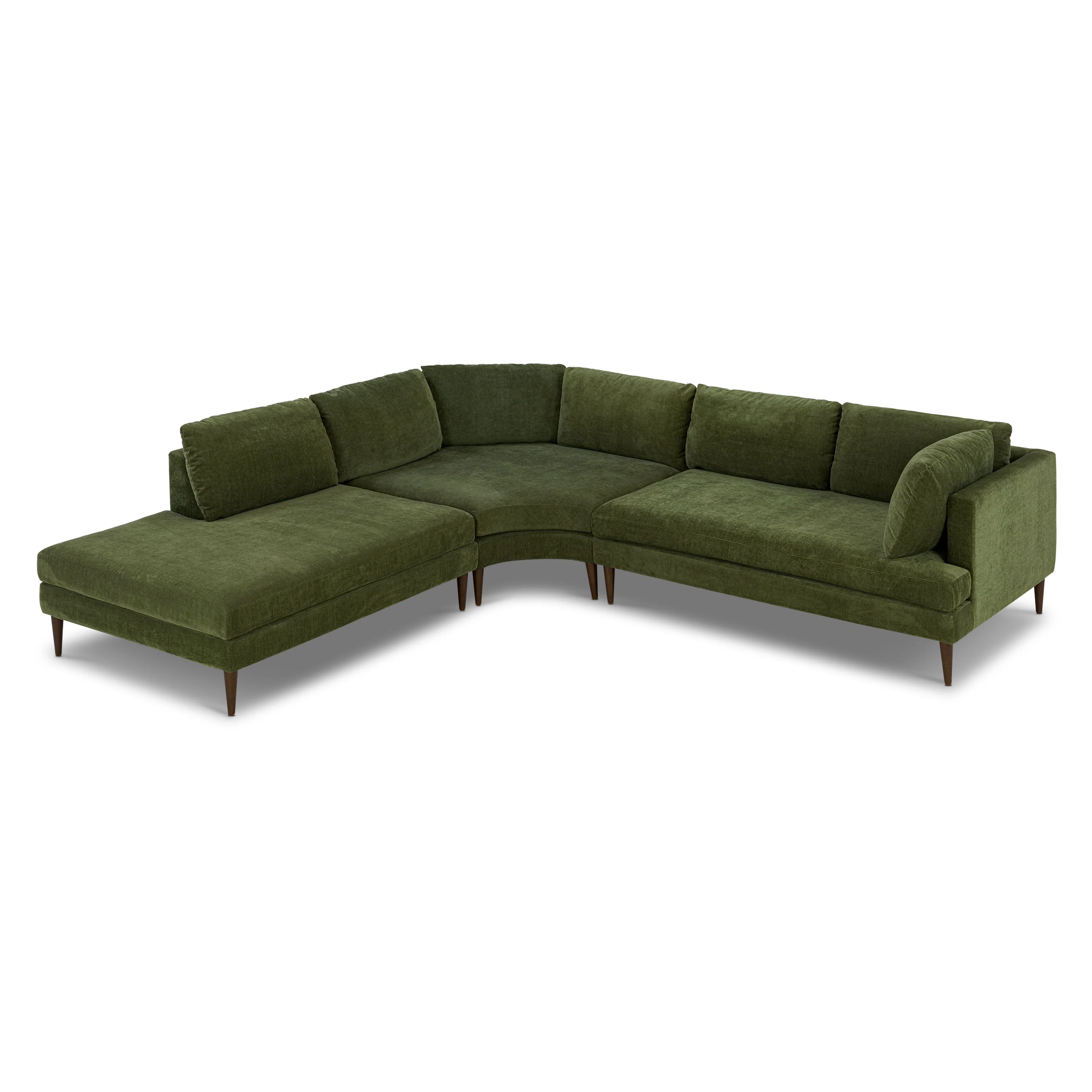 Lucerne Left-Facing Bumper Chaise Sectional | Distressed Green Velvet - Image 8