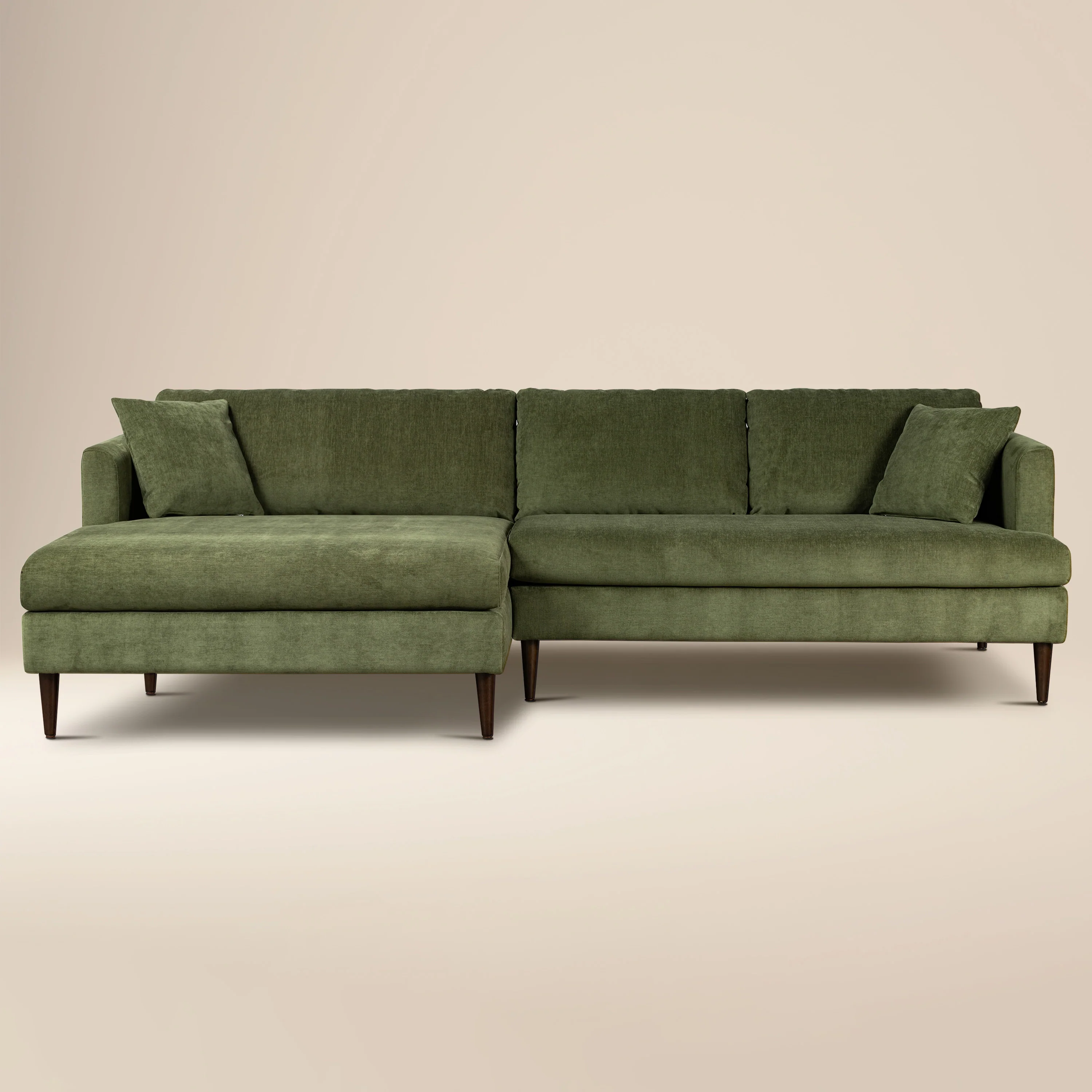 Lucerne Left-Facing Sectional with Extra-Wide Chaise | Distressed Green Velvet