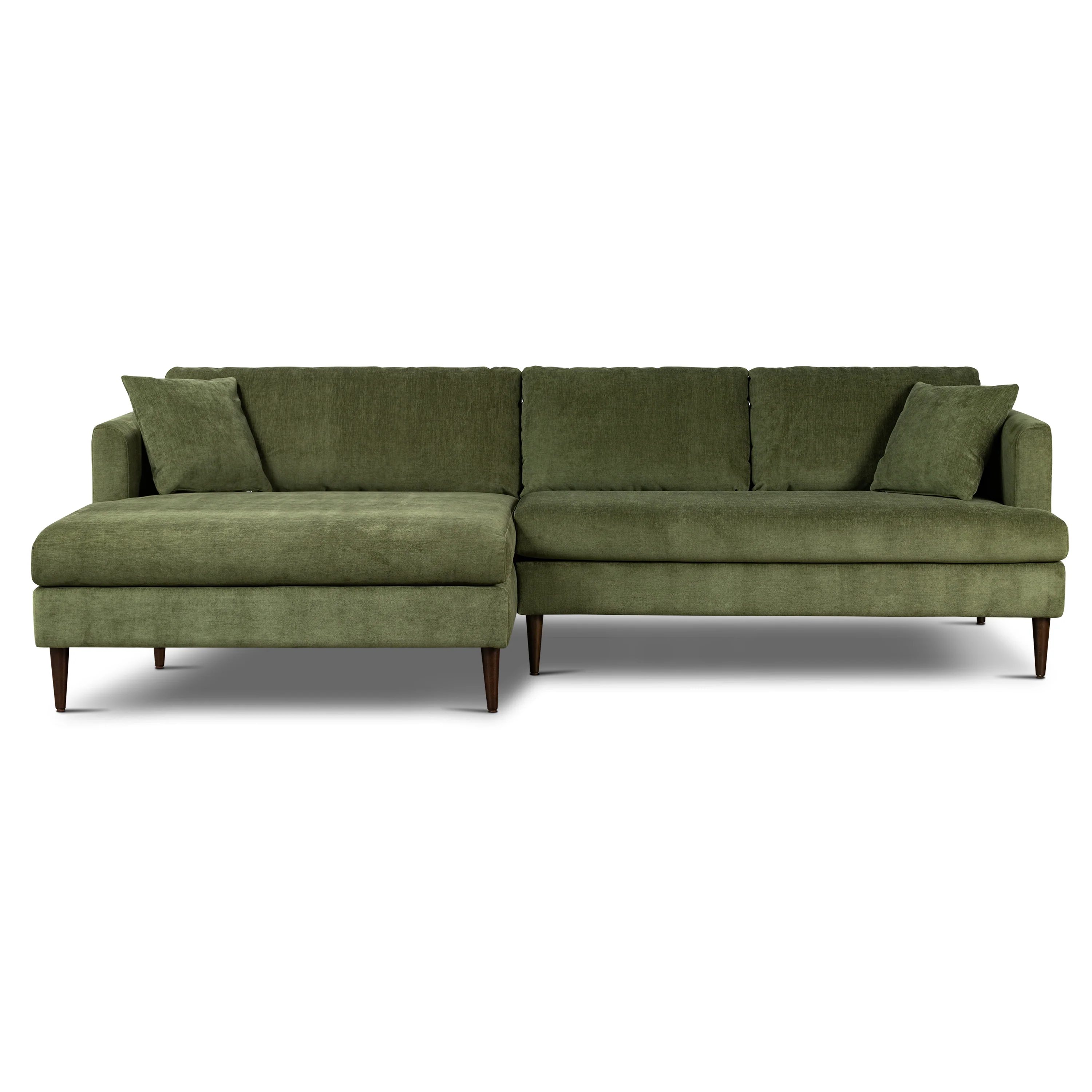 Lucerne Left-Facing Sectional with Extra-Wide Chaise | Distressed Green Velvet - Image 4