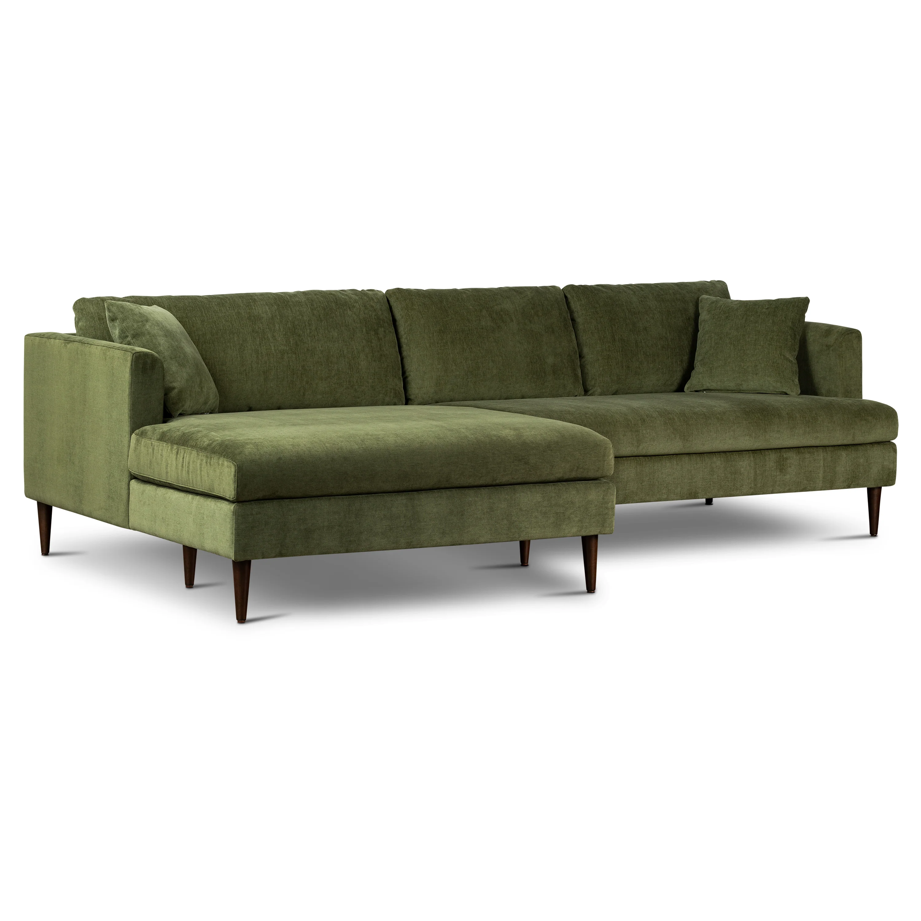 Lucerne Left-Facing Sectional with Extra-Wide Chaise | Distressed Green Velvet - Image 5