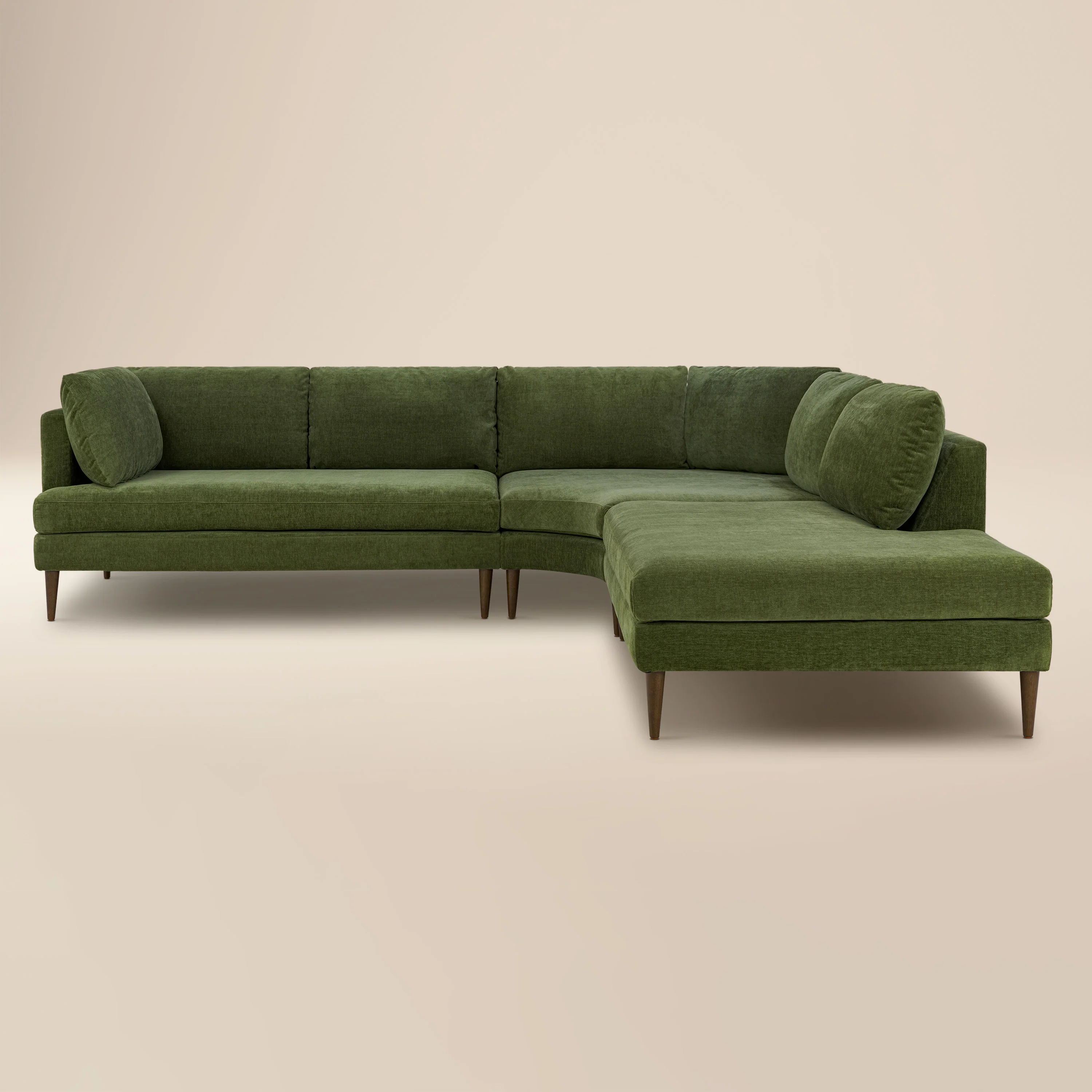 Lucerne Right-Facing Bumper Chaise Sectional | Distressed Green Velvet