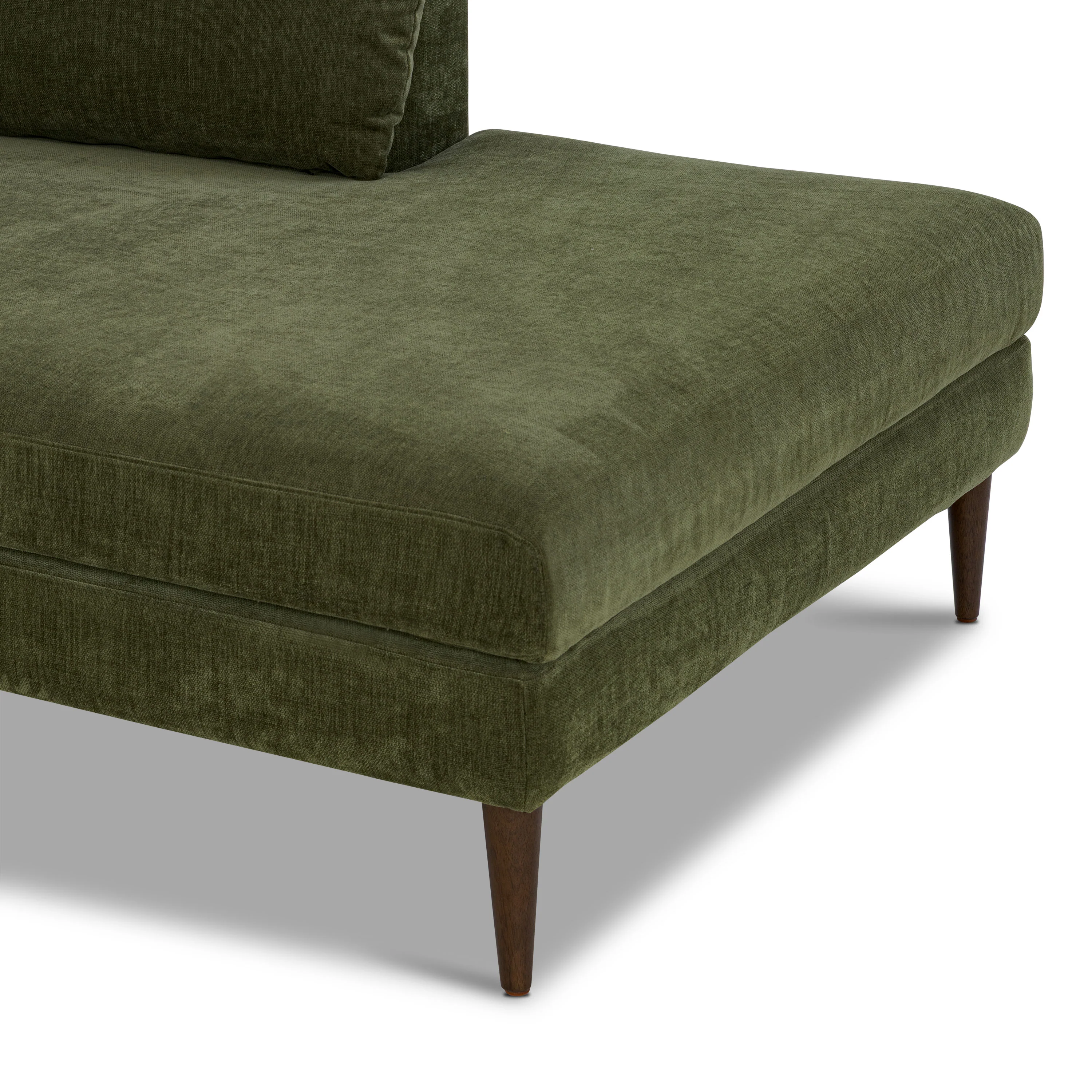 Lucerne Right-Facing Bumper Chaise Sectional | Distressed Green Velvet - Image 12