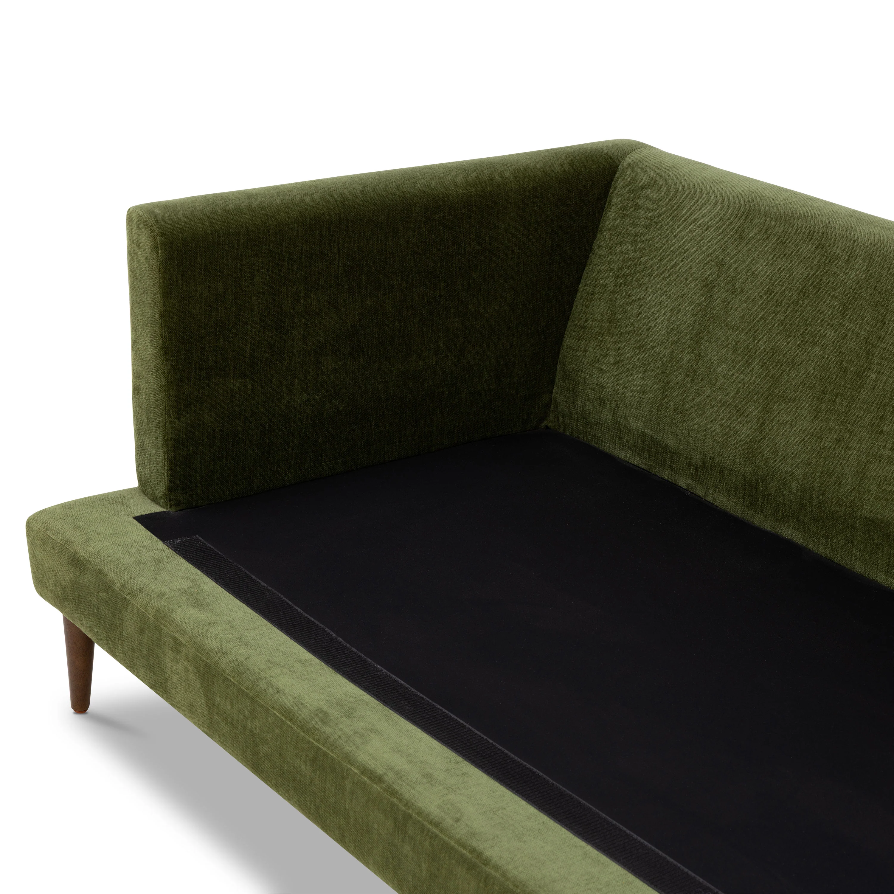 Lucerne Right-Facing Bumper Chaise Sectional | Distressed Green Velvet - Image 14