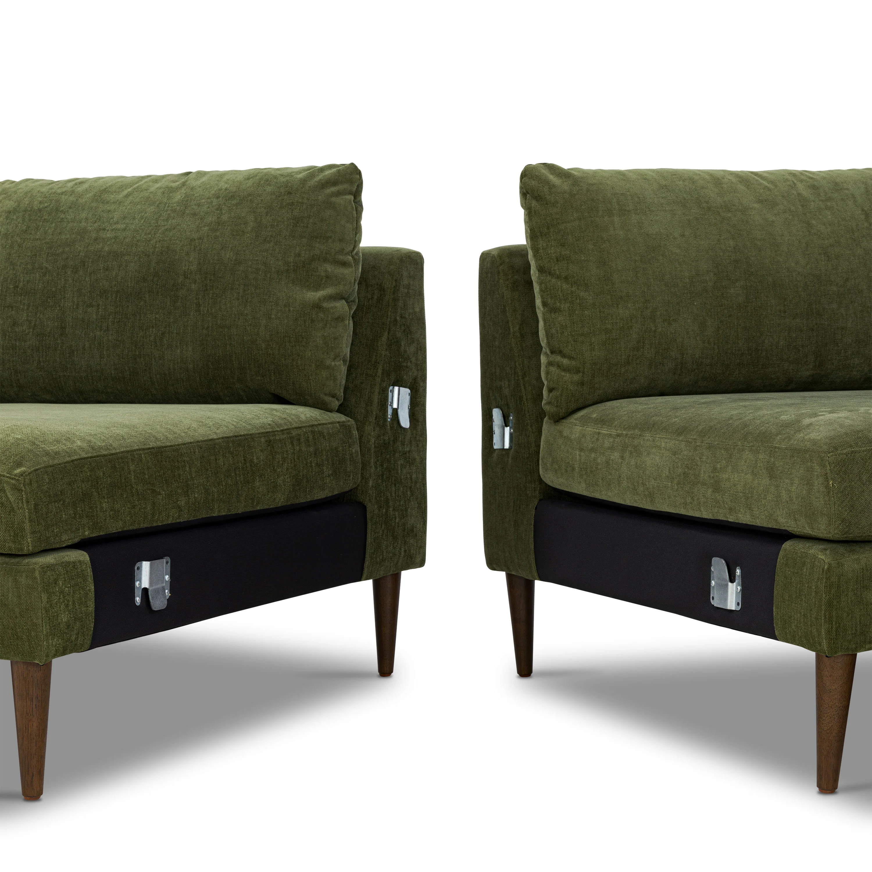 Lucerne Right-Facing Bumper Chaise Sectional | Distressed Green Velvet - Image 15