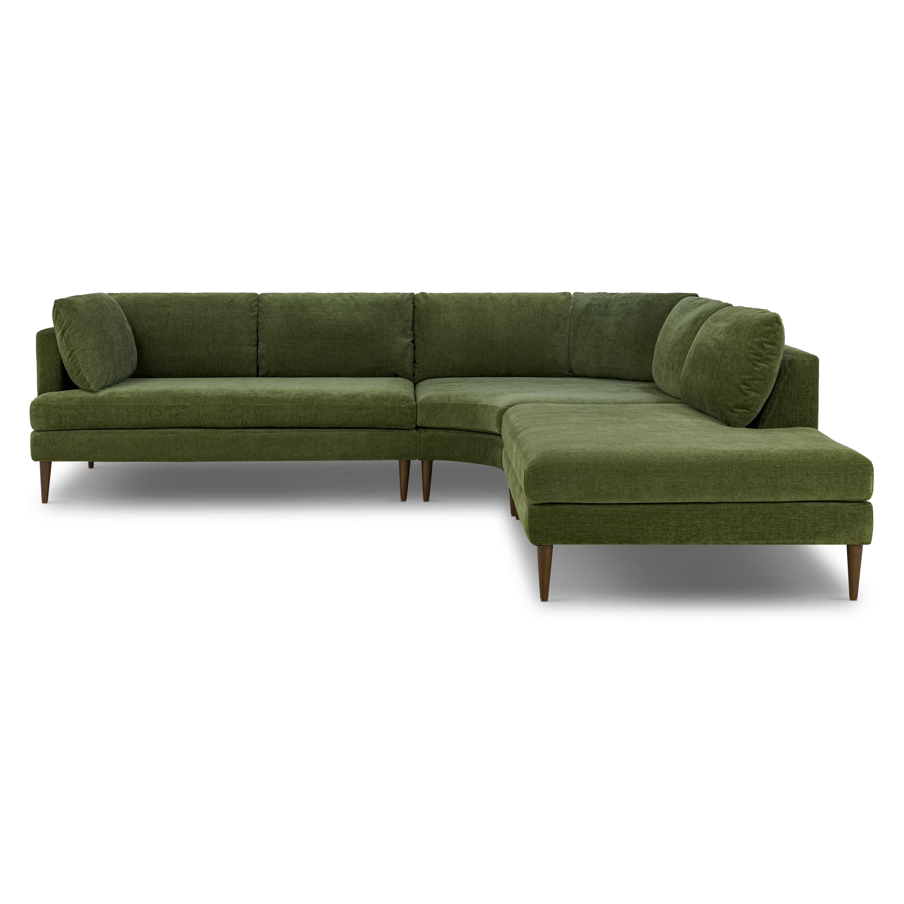 Lucerne Right-Facing Bumper Chaise Sectional | Distressed Green Velvet - Image 3