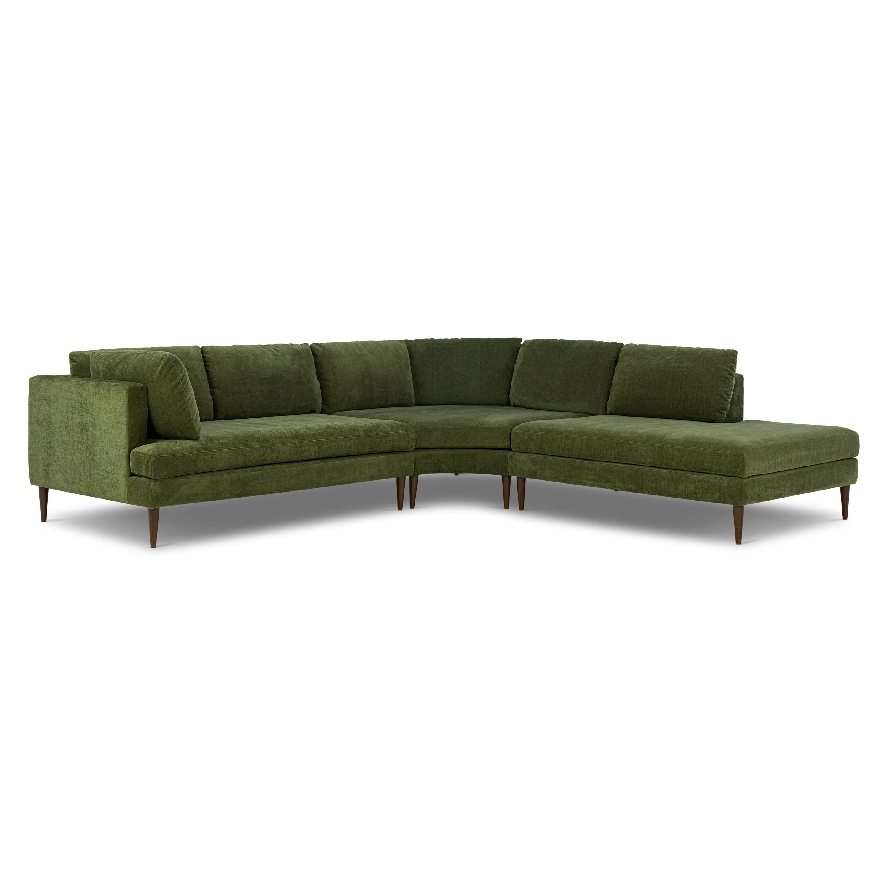 Lucerne Right-Facing Bumper Chaise Sectional | Distressed Green Velvet - Image 4