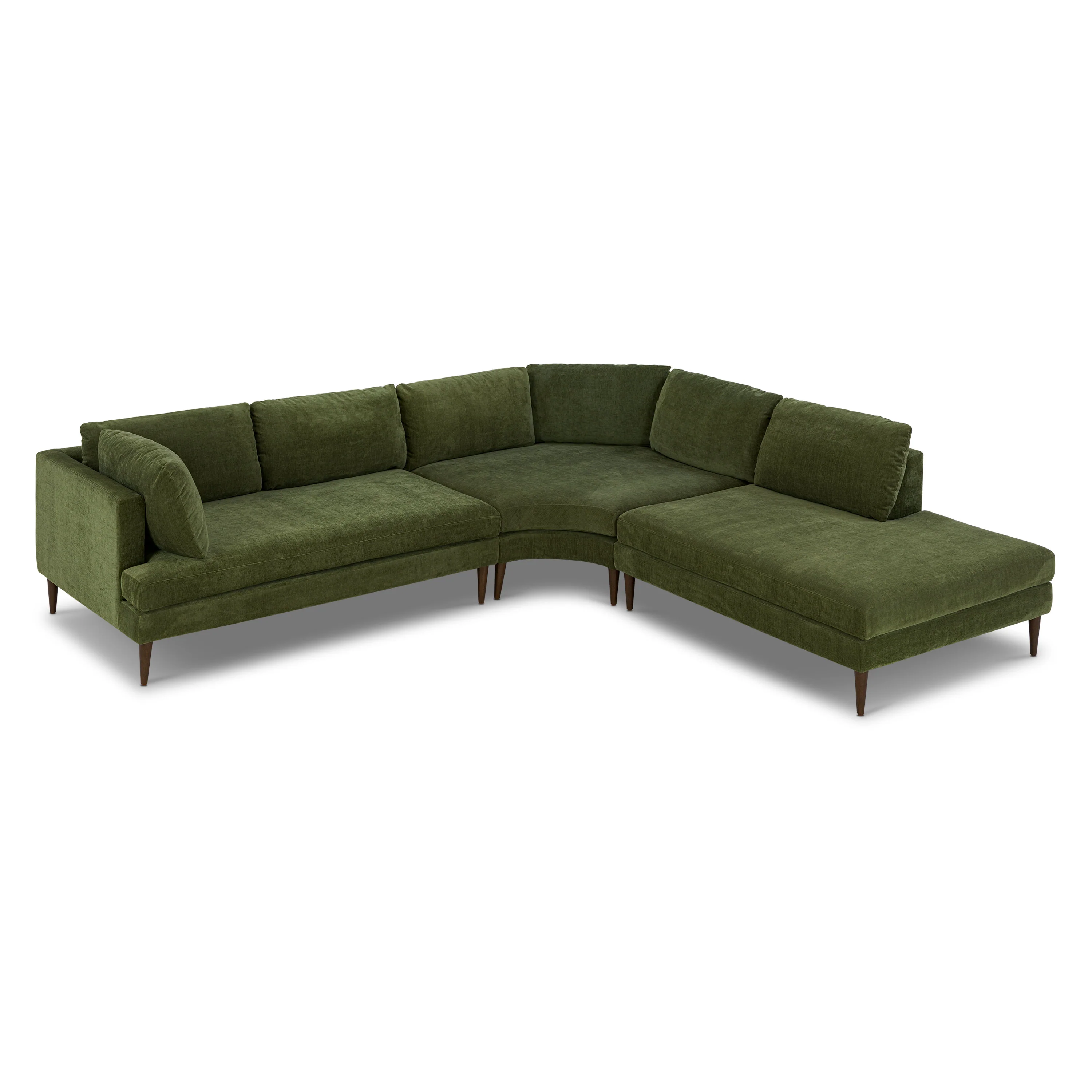 Lucerne Right-Facing Bumper Chaise Sectional | Distressed Green Velvet - Image 8