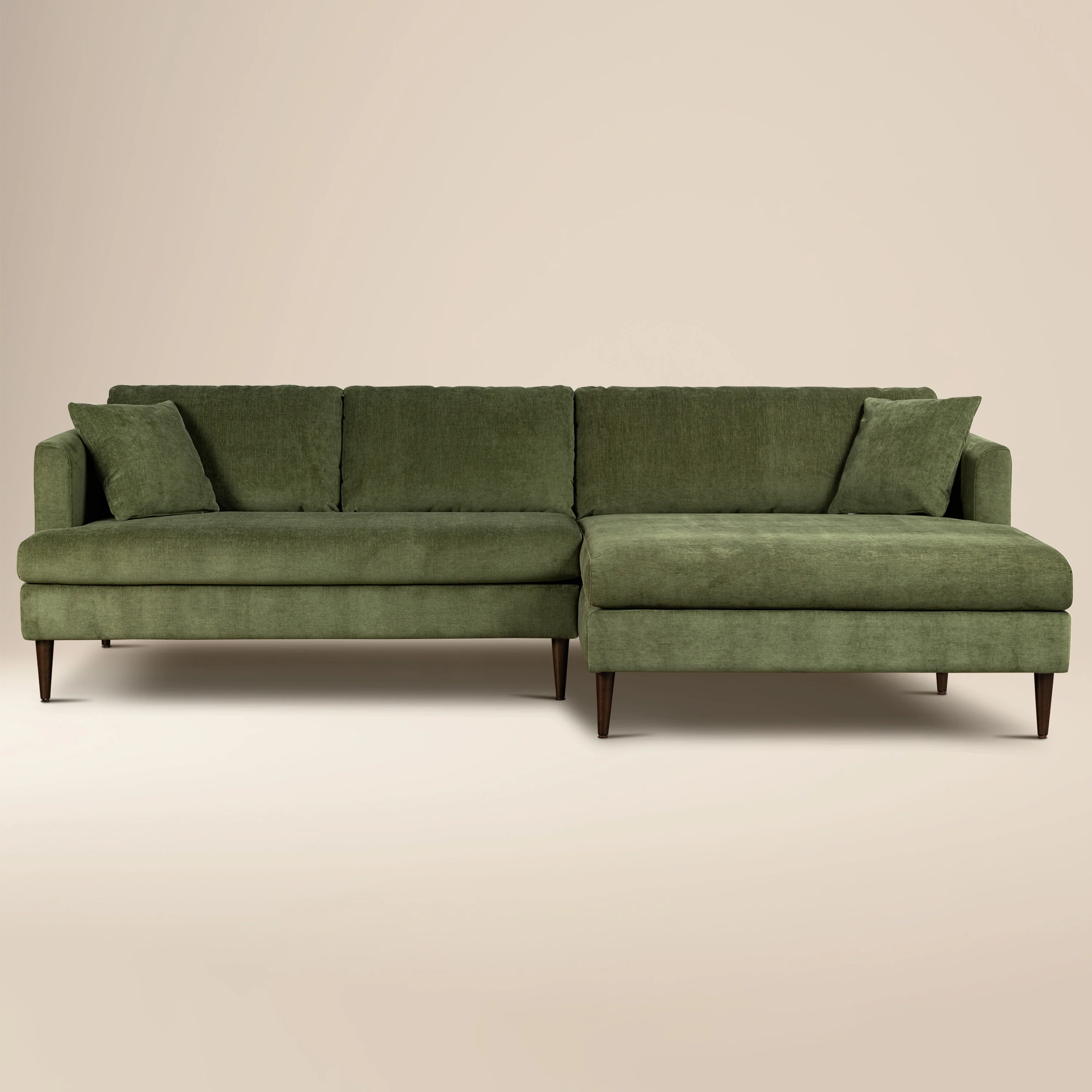 Lucerne Right-Facing Sectional with Extra-Wide Chaise | Distressed Green Velvet