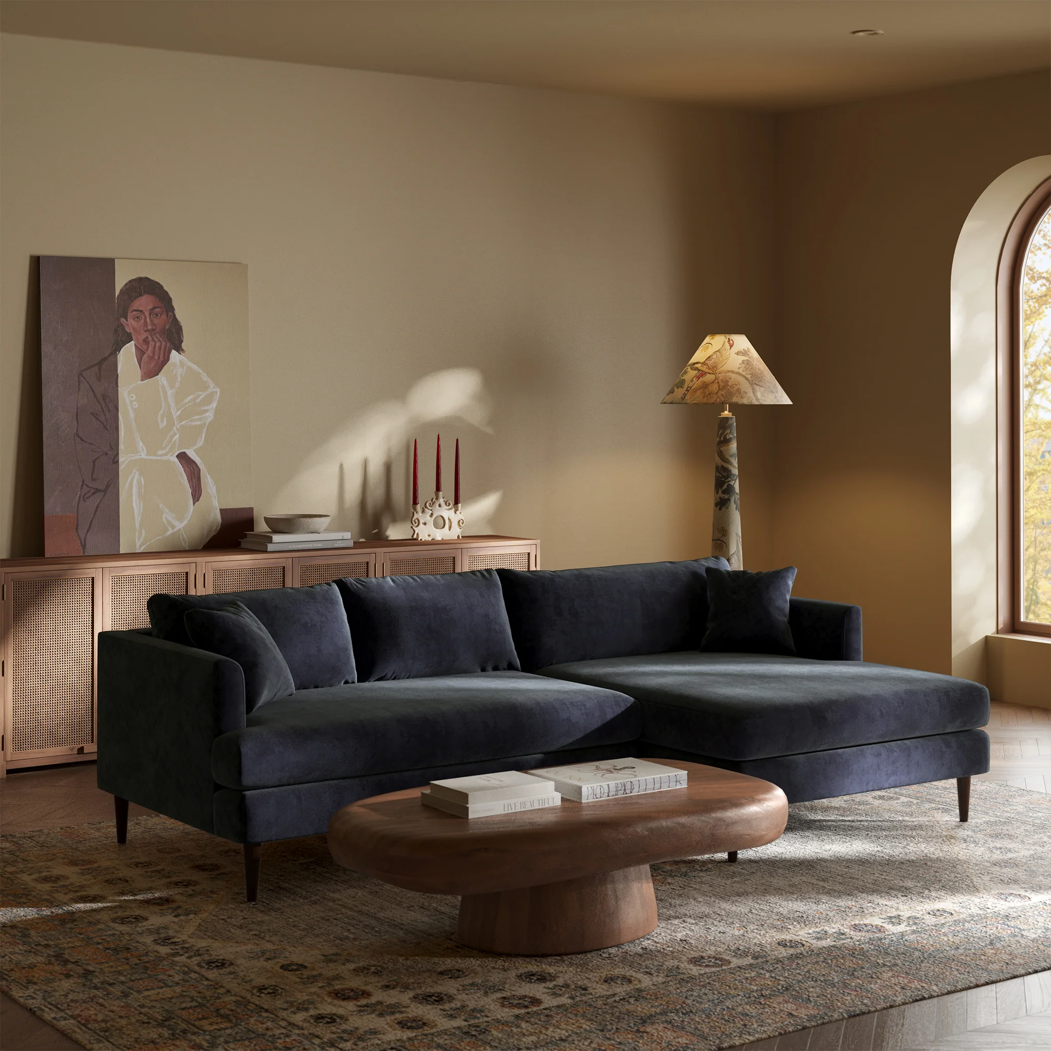 Lucerne Right-Facing Sectional with Extra-Wide Chaise | Mystic Blue - Image 3