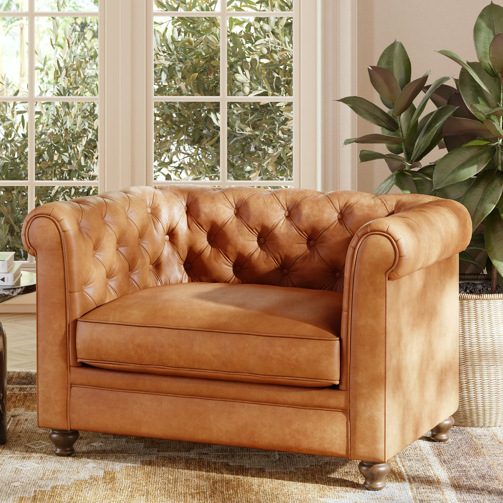Lyon Leather Lounge Chair | Cognac Tan | Set of 2 - Image 2