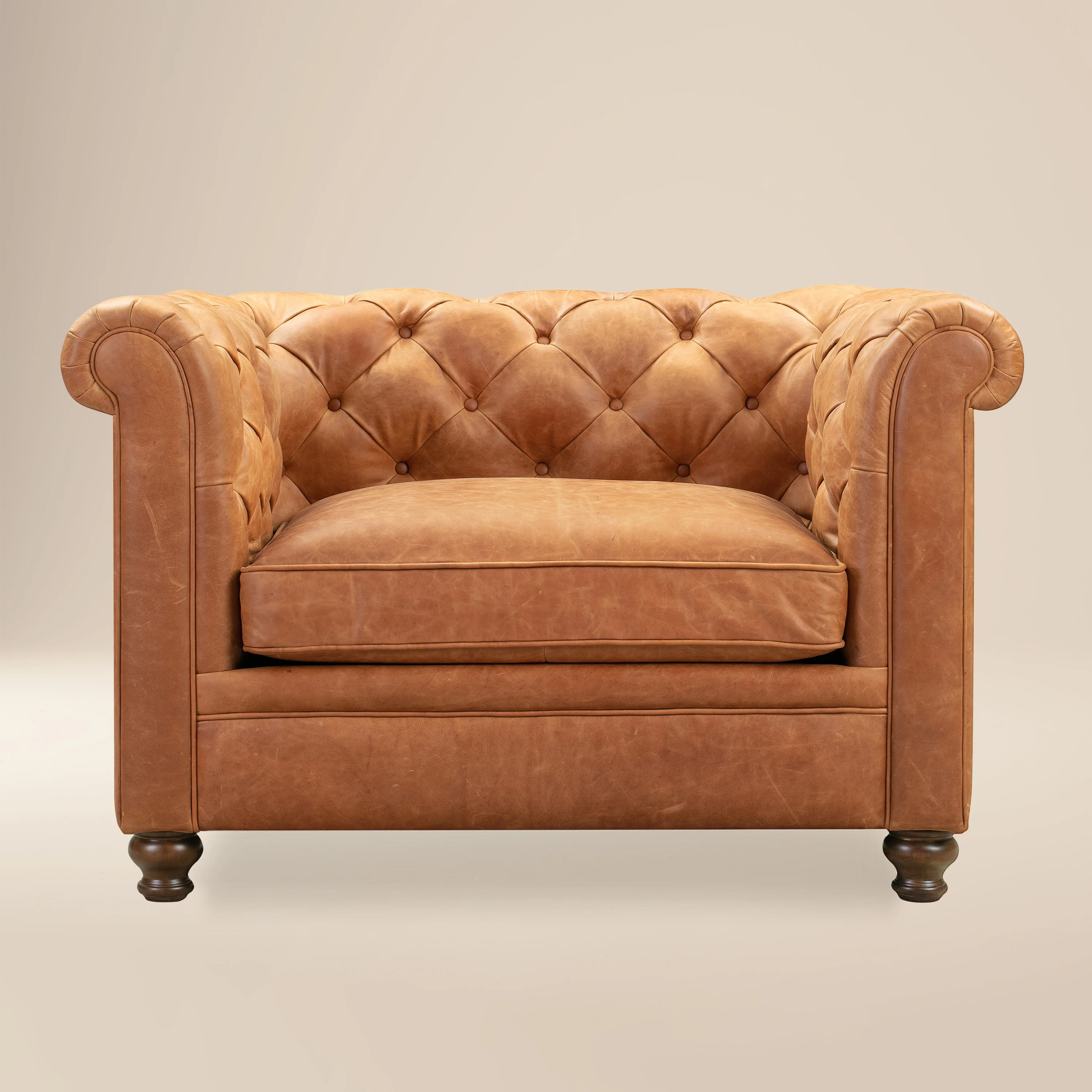 Lyon Leather Lounge Chair | Cognac Tan | Single