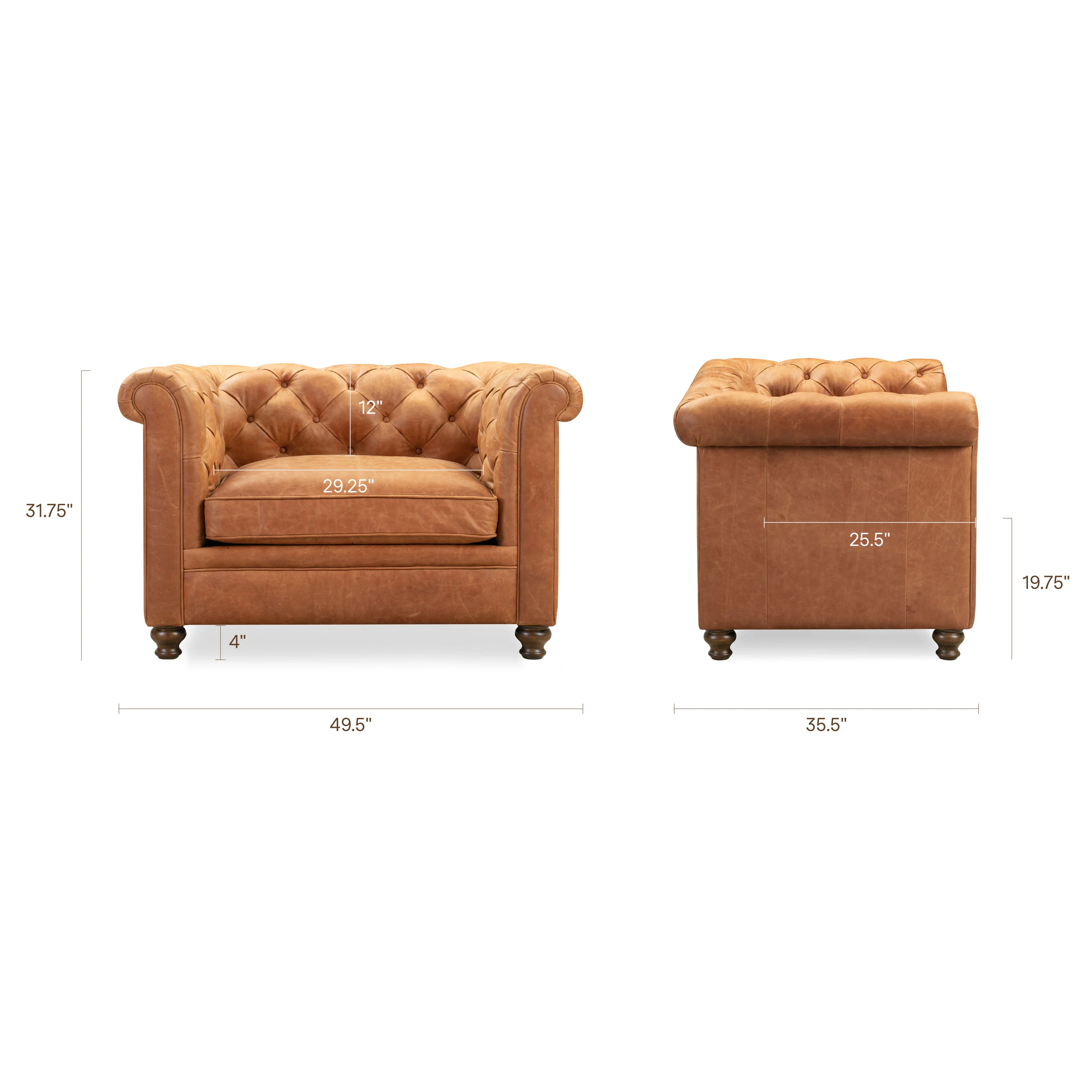 Lyon Leather Lounge Chair | Cognac Tan | Single - Image 14