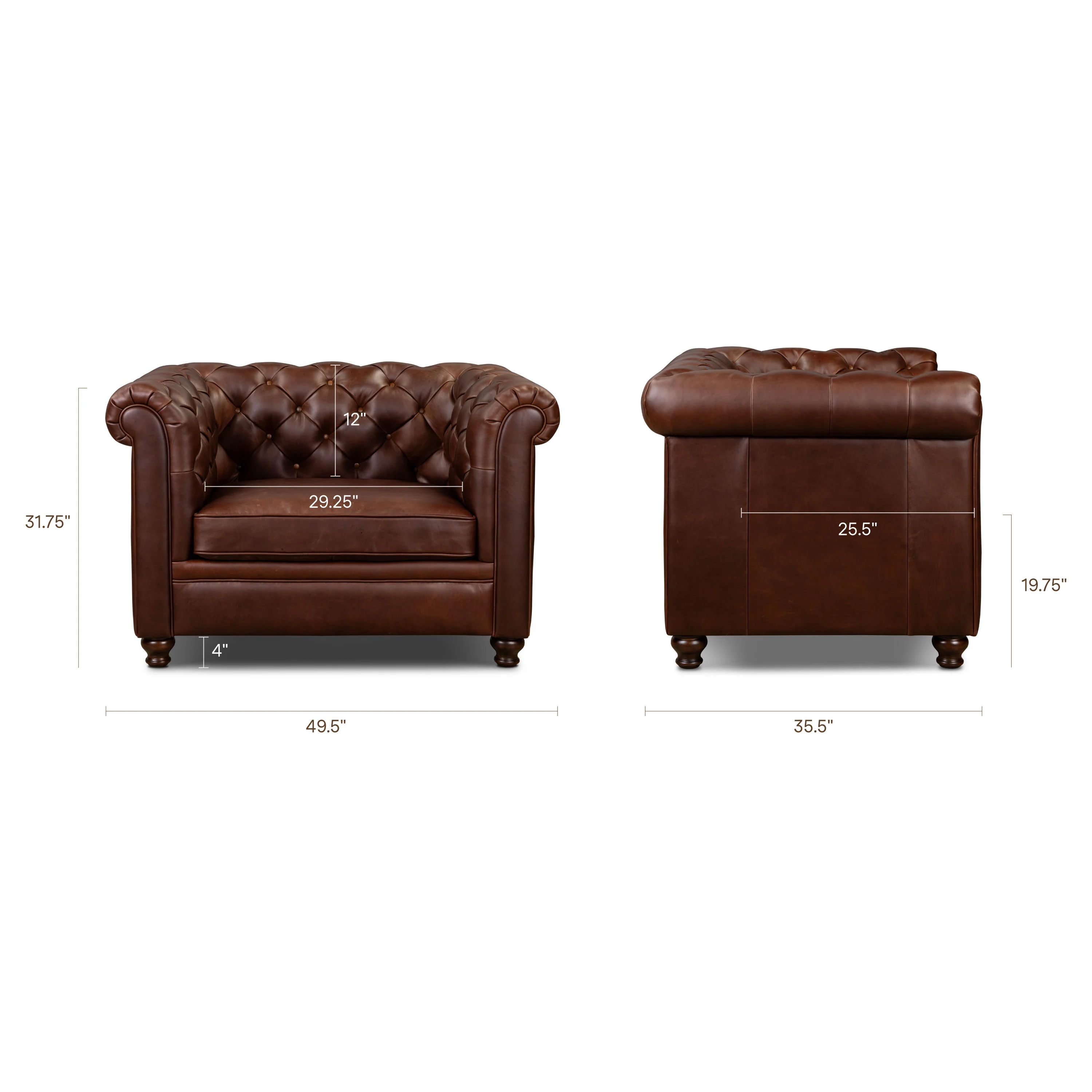 Lyon Leather Lounge Chair | Oscuro Brown | Set of 2 - Image 21