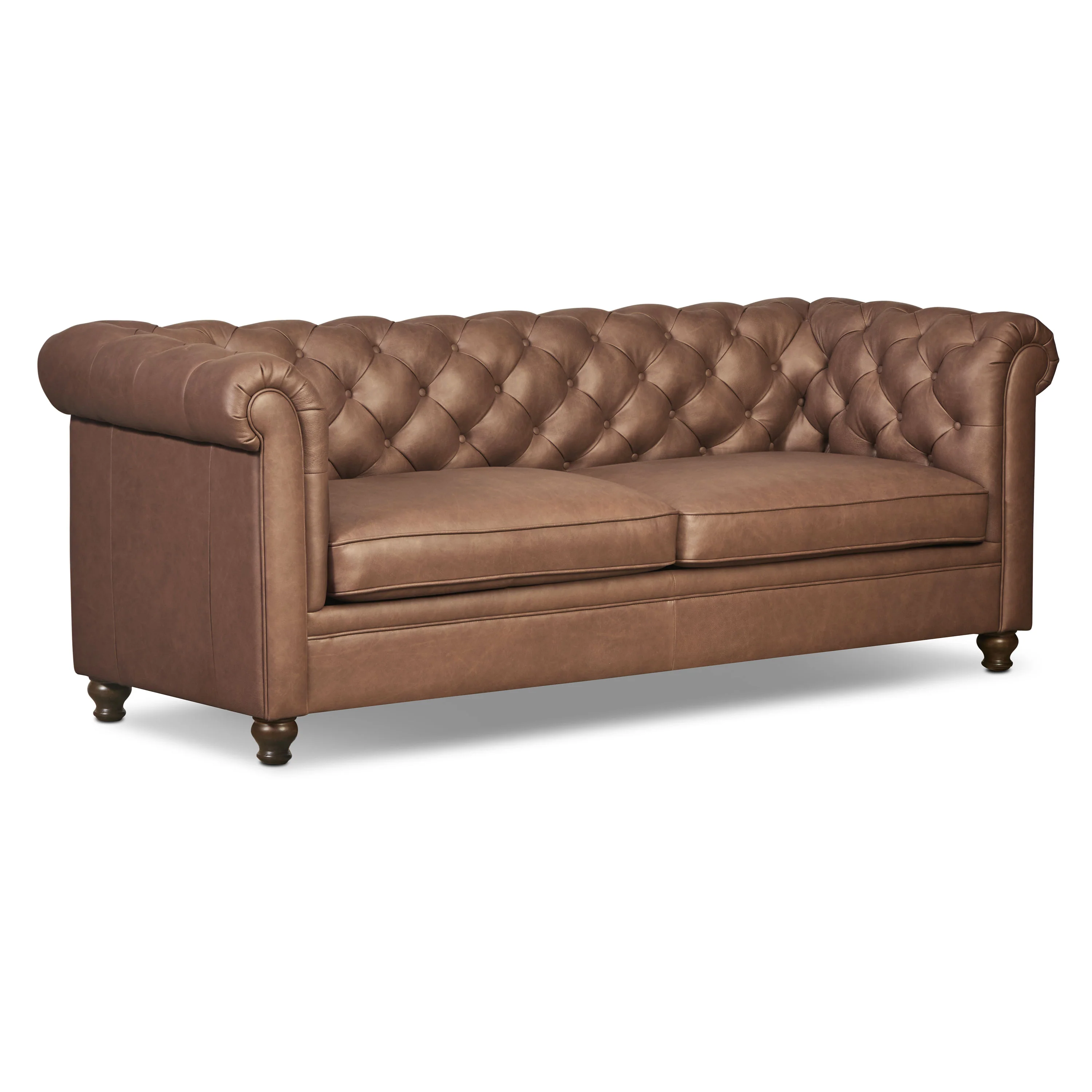 Lyon 87.4" Leather Sofa | Caramel Brown - Image 4