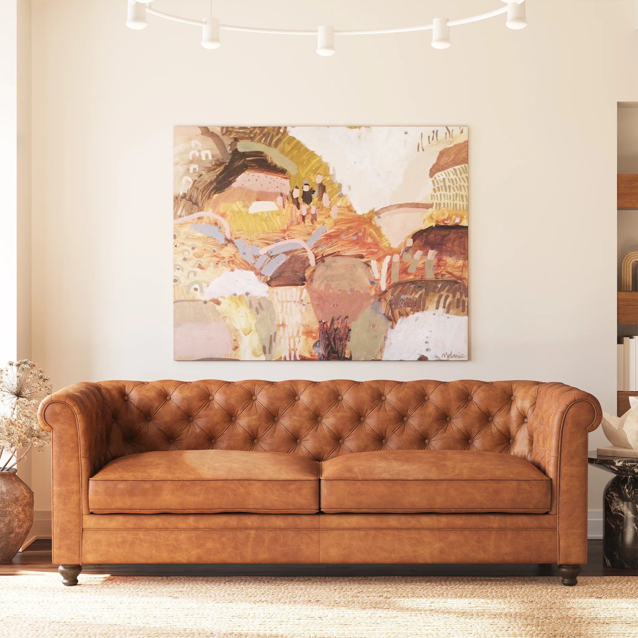 Lyon 87.4" Leather Sofa | Cognac Tan - Image 2