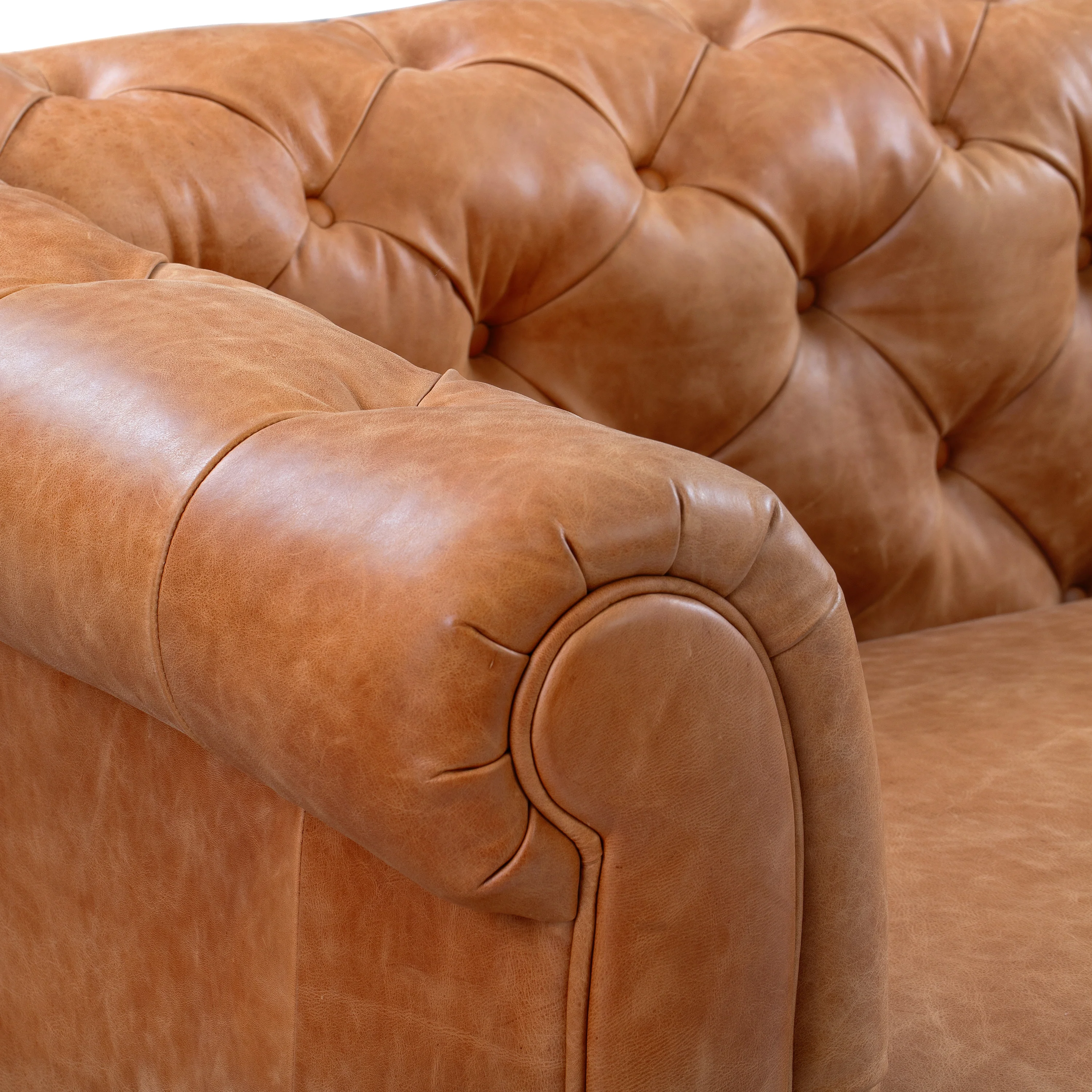 Lyon 87.4" Leather Sofa | Cognac Tan - Image 8