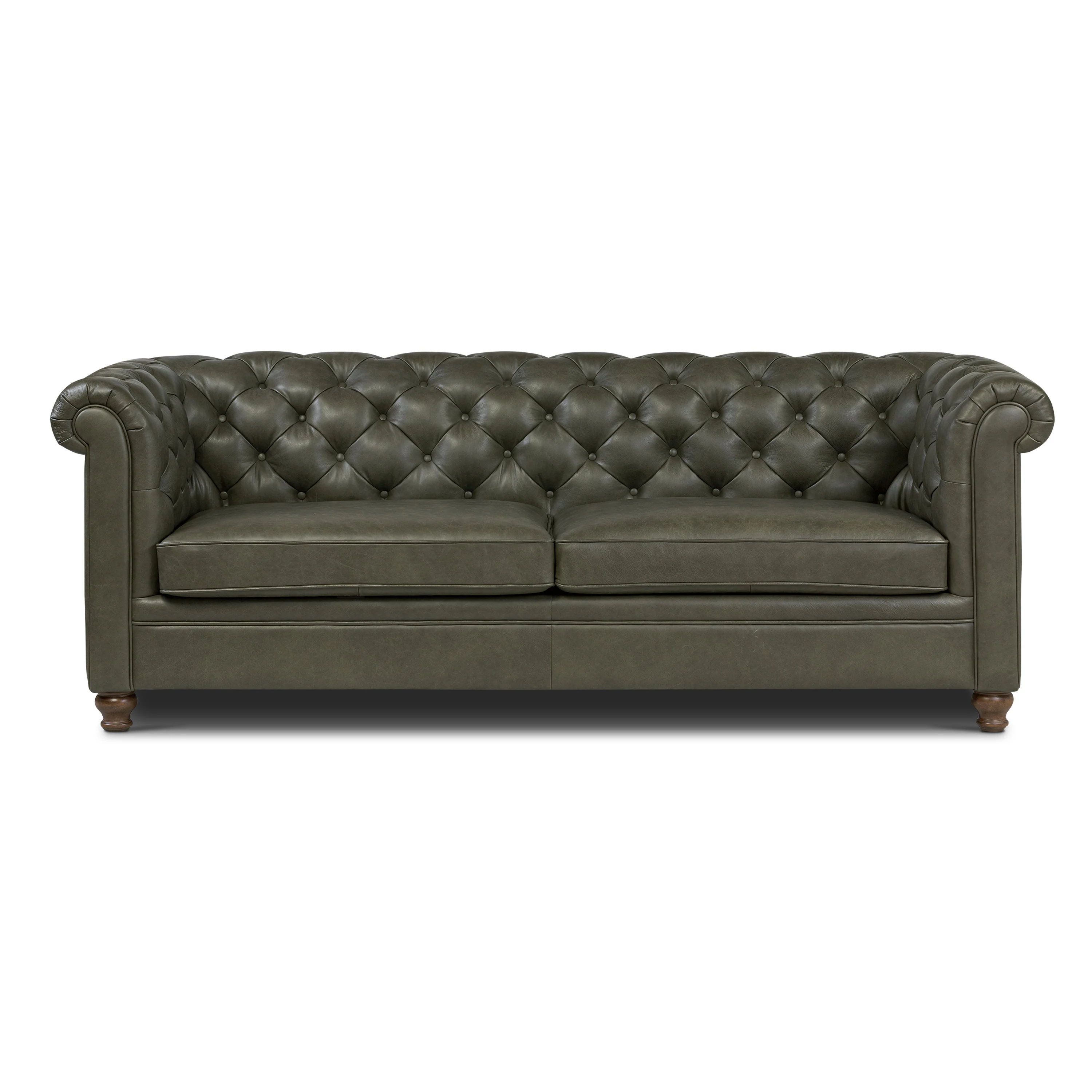 Lyon 87.4" Leather Sofa | Olivine Green - Image 3