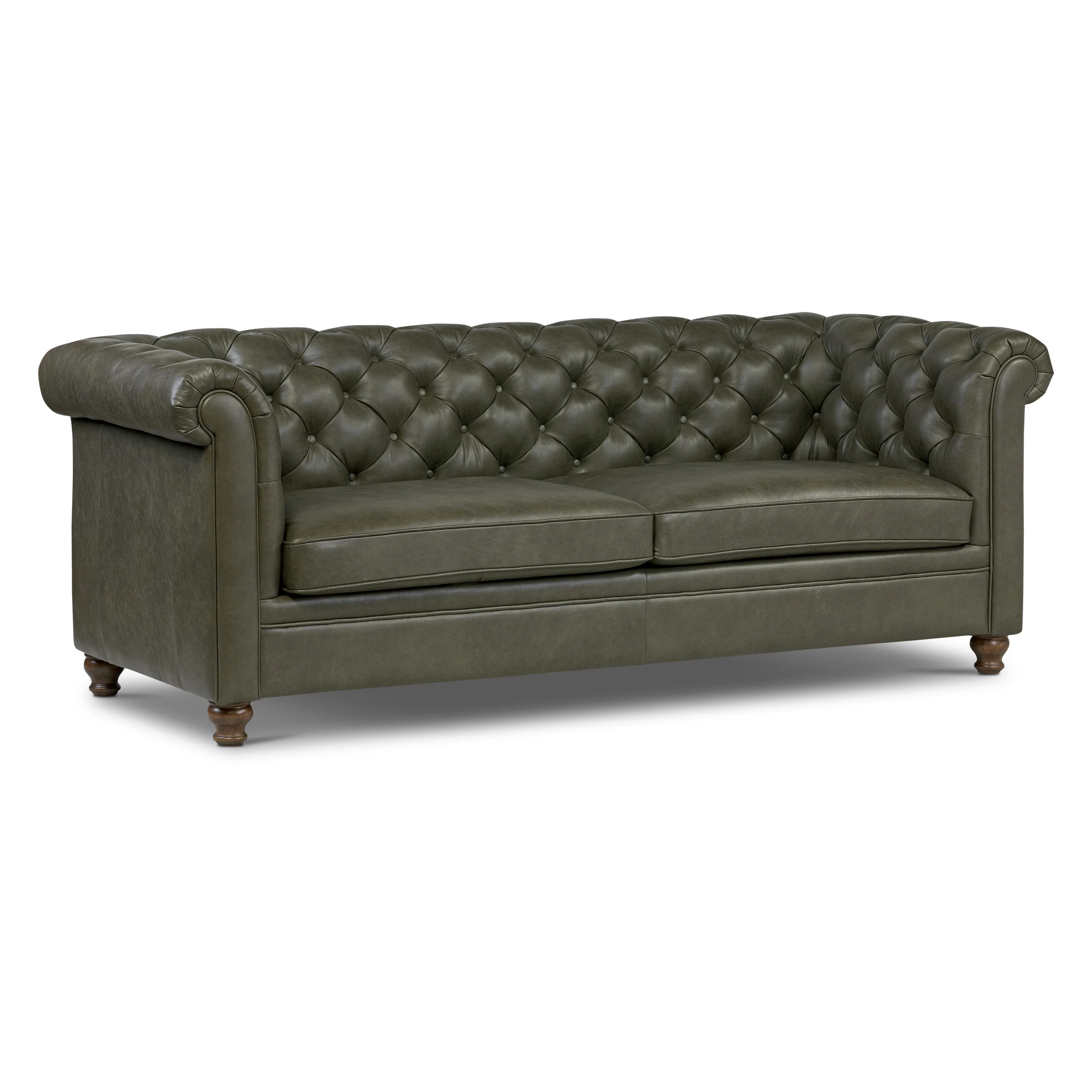 Lyon 87.4" Leather Sofa | Olivine Green - Image 4