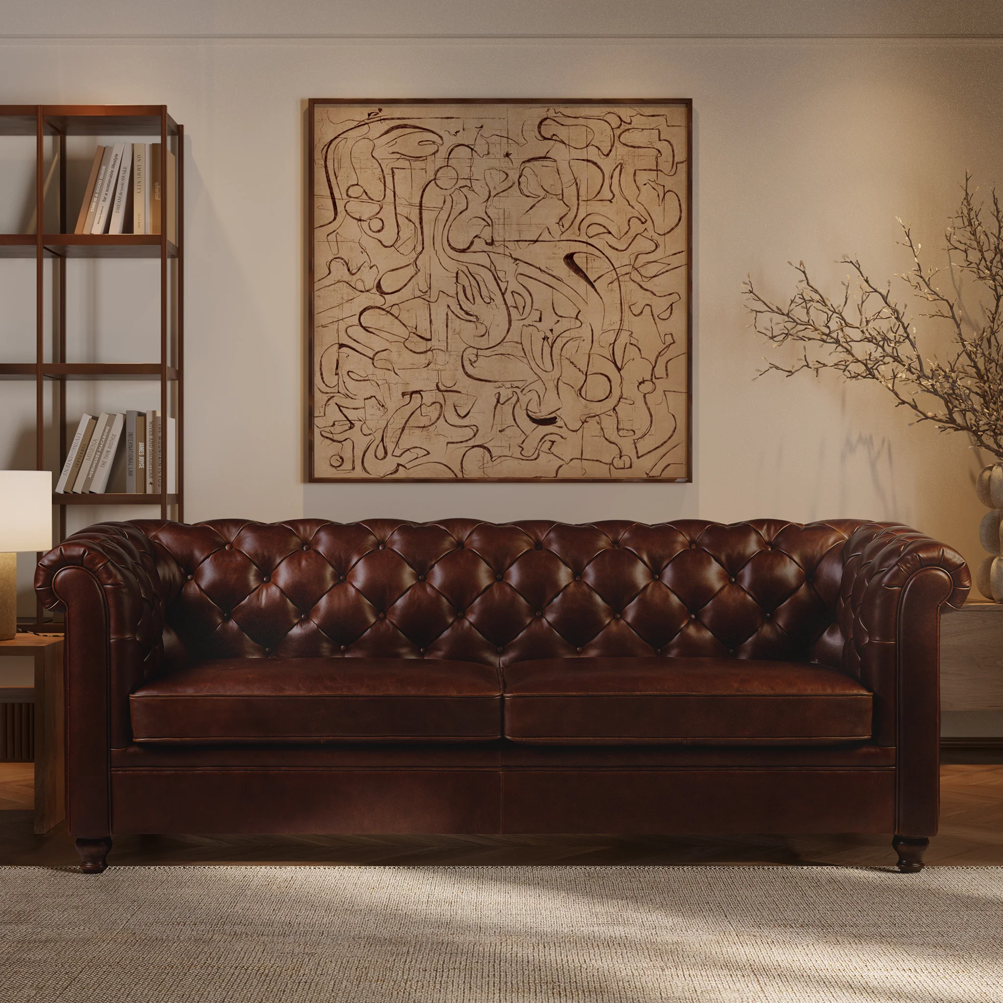 Lyon 87.4" Leather Sofa | Oscuro Brown - Image 2