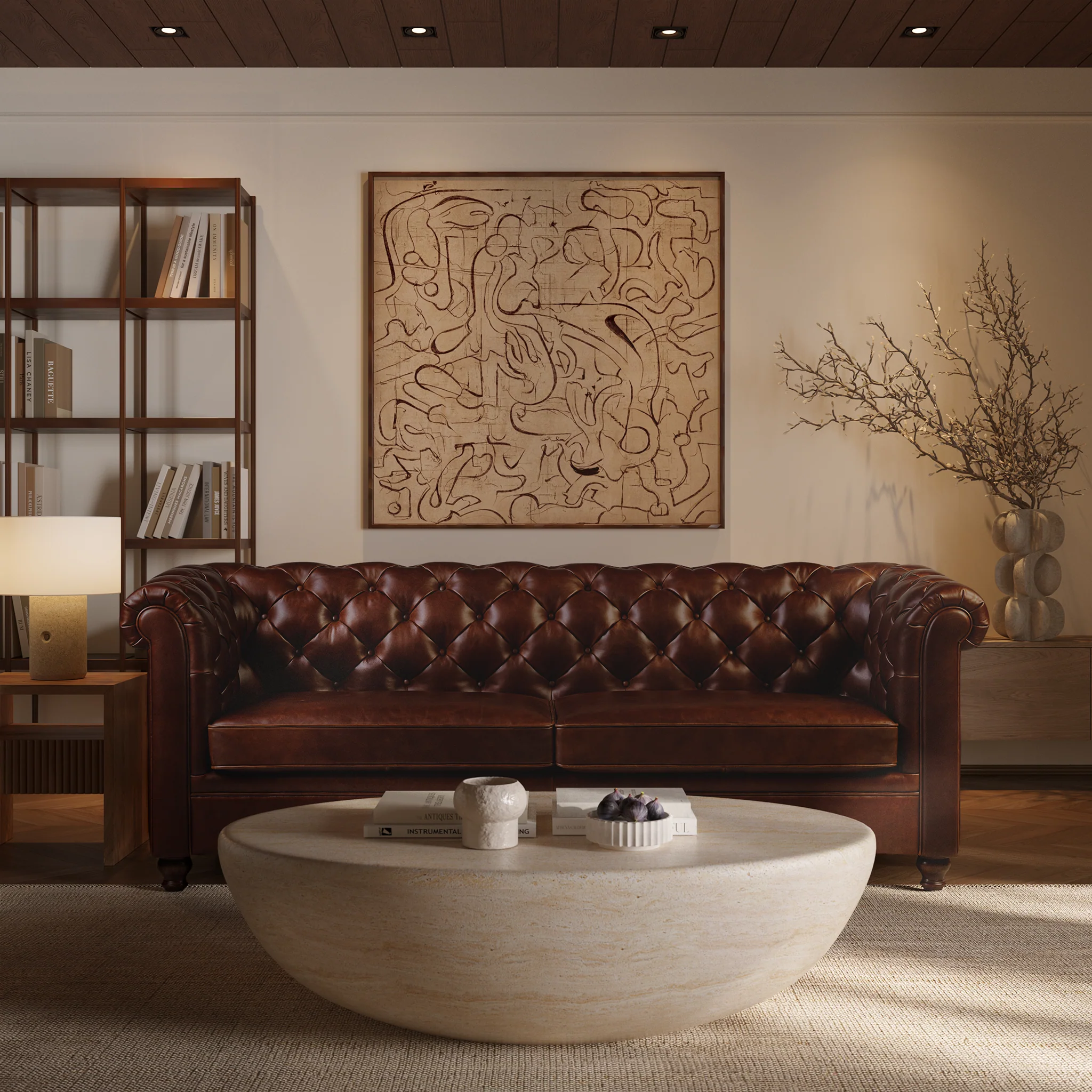 Lyon 87.4" Leather Sofa | Oscuro Brown - Image 3