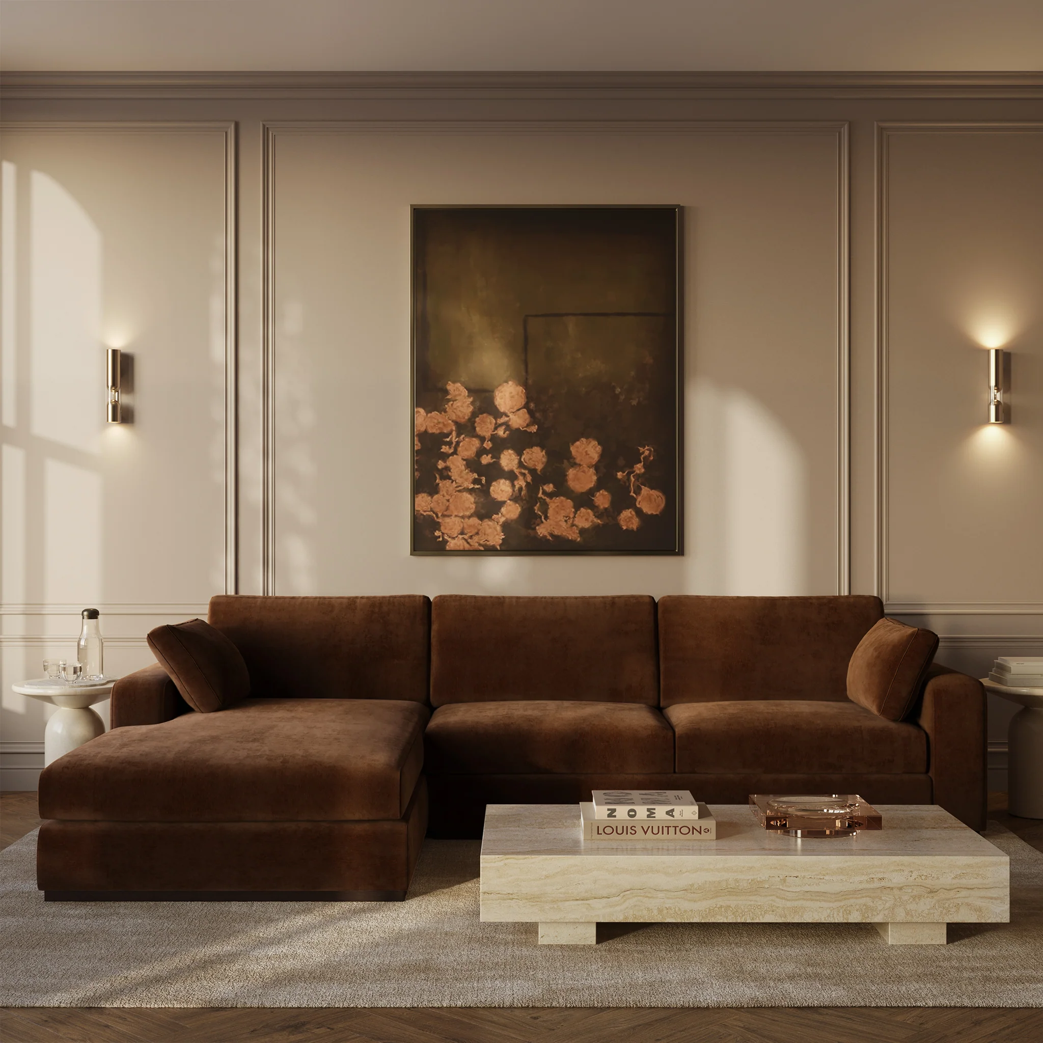 Malaga Left-Facing Sectional Sofa | Bronzer Brown - Image 4