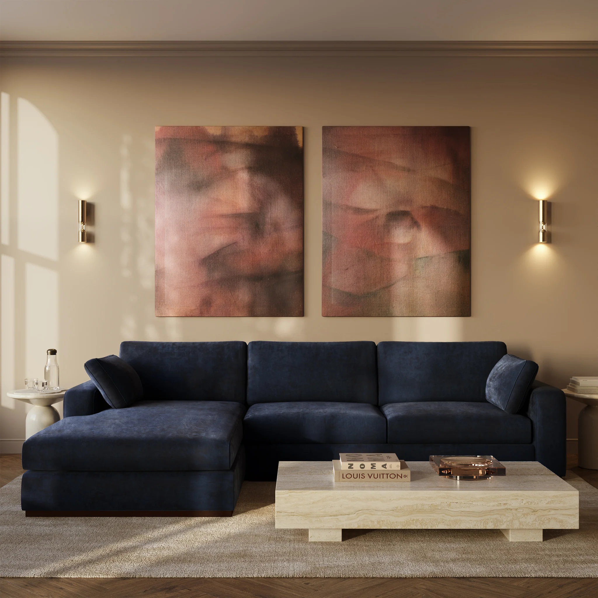 Malaga Left-Facing Sectional Sofa | Mystic Blue - Image 3