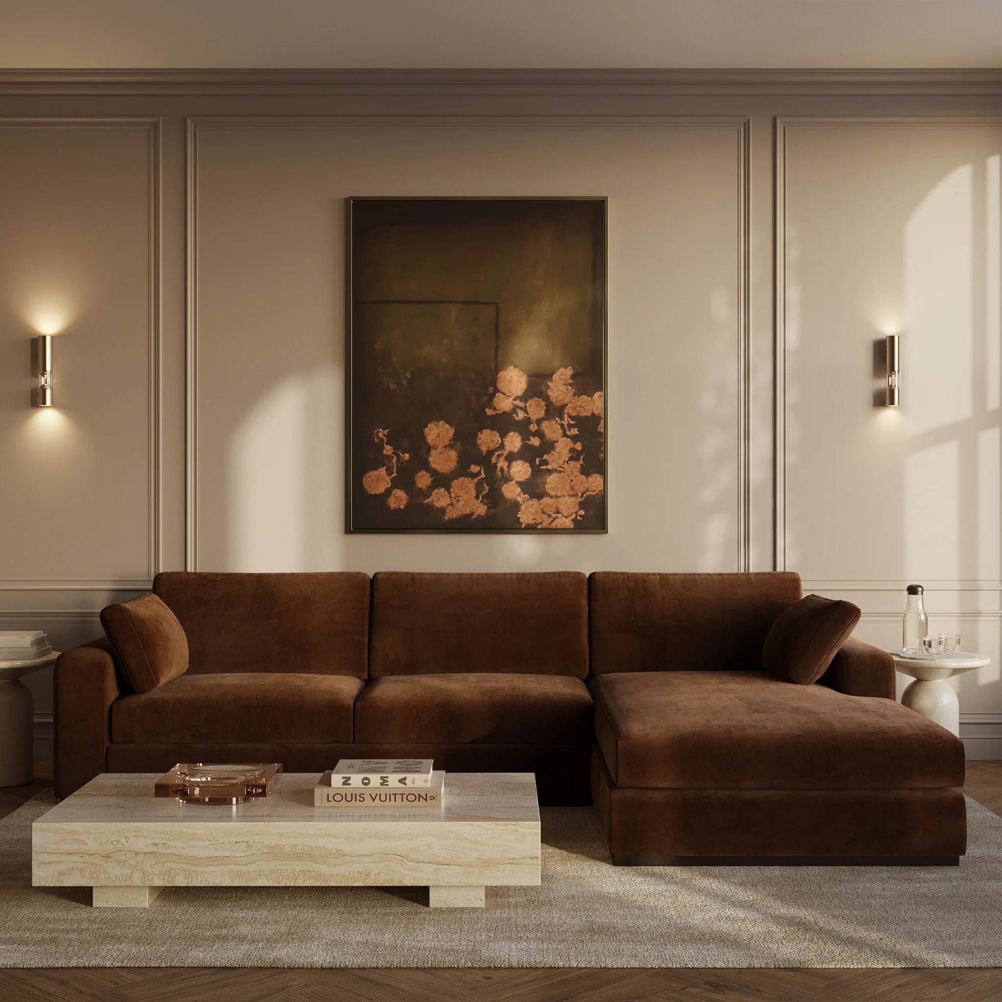 Malaga Right-Facing Sectional Sofa | Bronzer Brown - Image 3