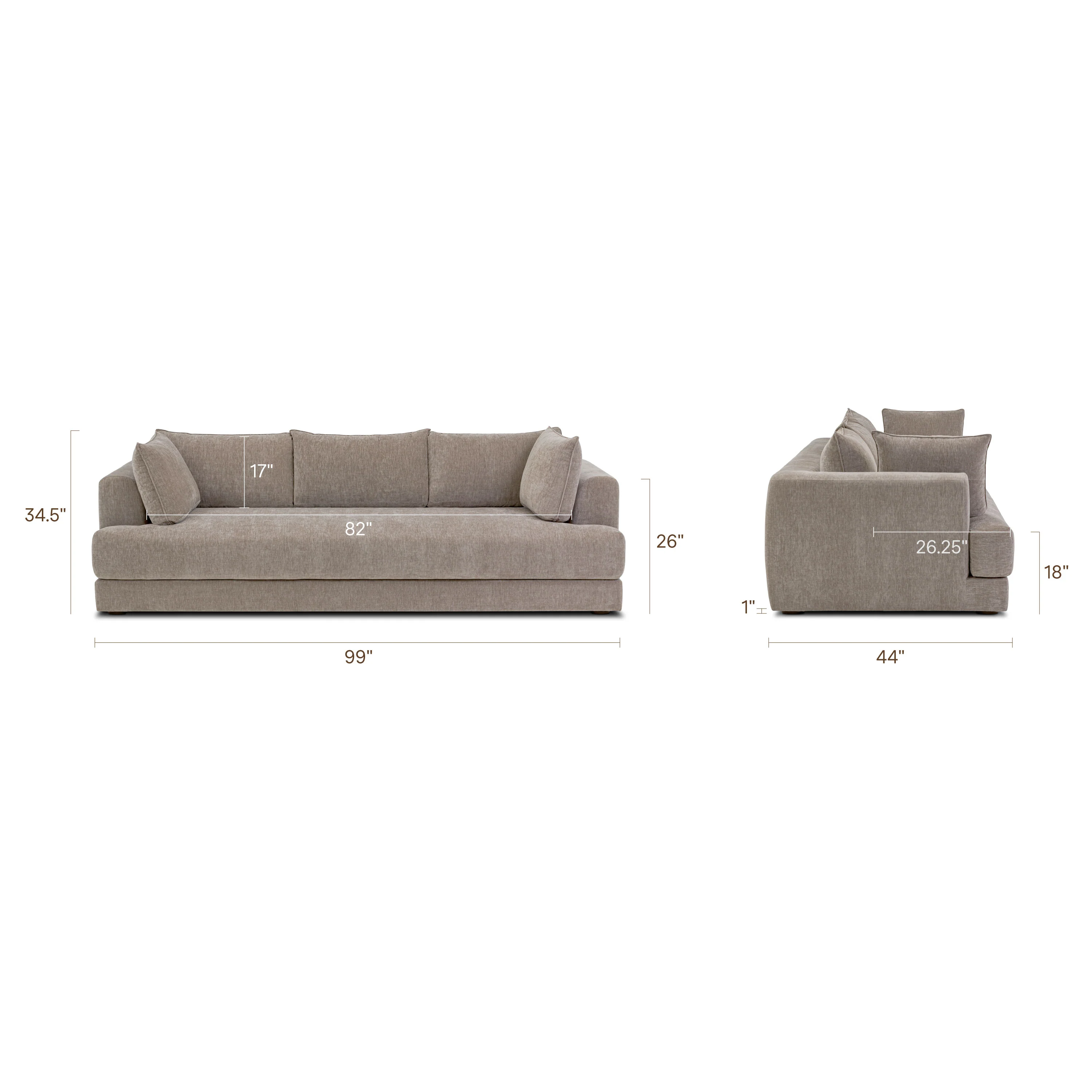 Marcel 99" Sofa | Taupe Brown - Image 18
