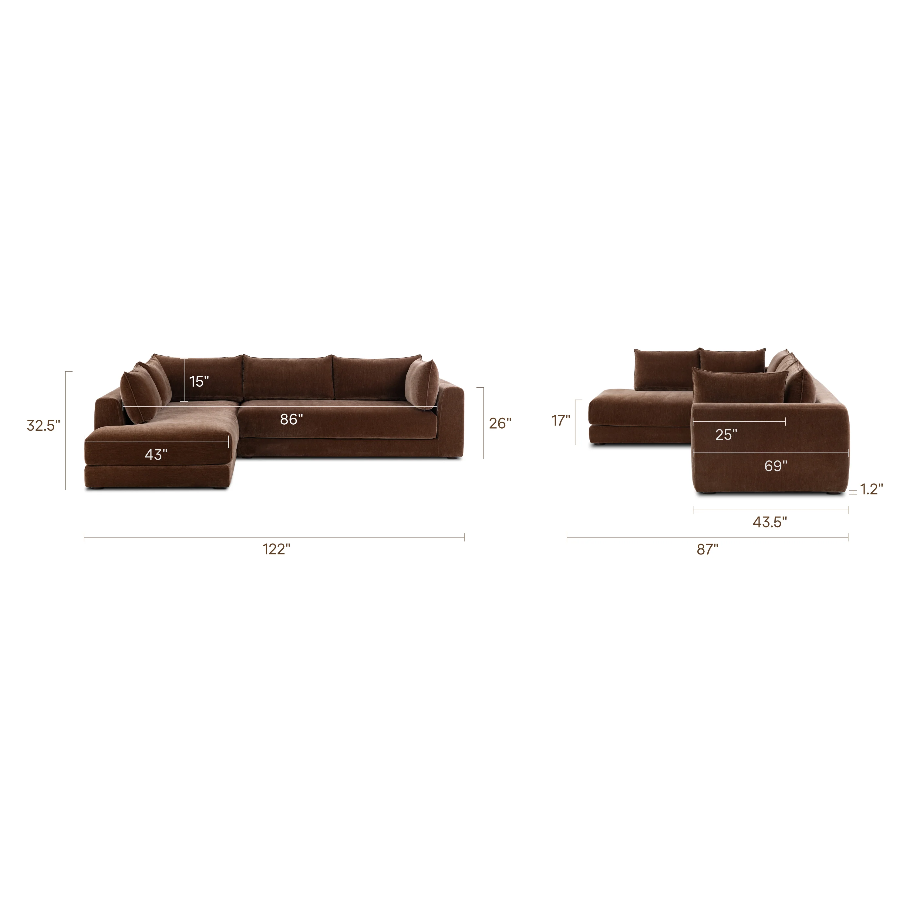 Marcel Left-Facing Corner Sectional | Bronzer Brown - Image 18