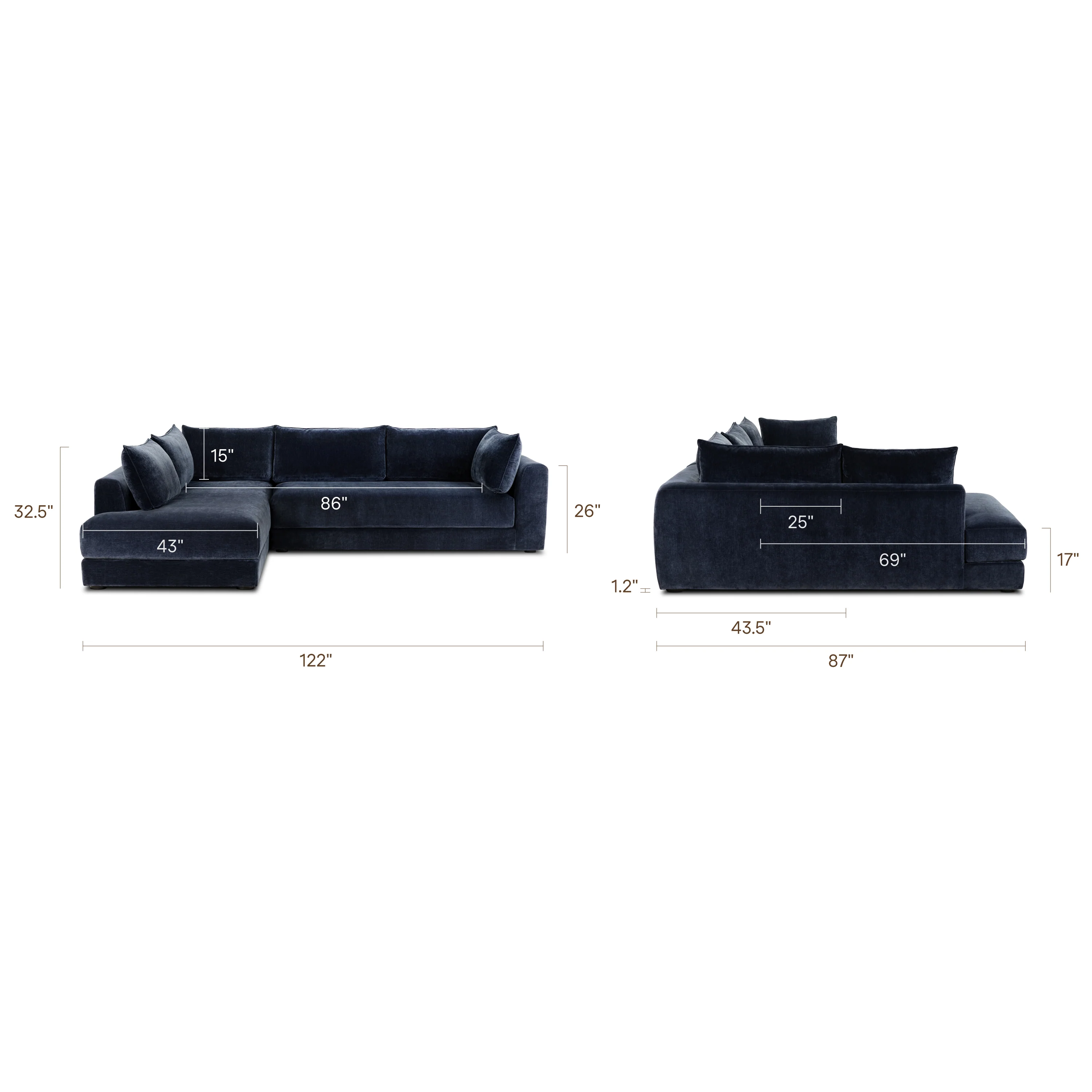 Marcel Left-Facing Corner Sectional | Mystic Blue - Image 18